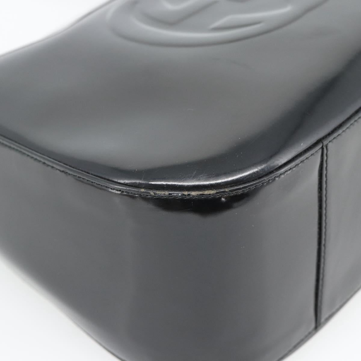 GUCCI Shoulder Bag Enamel Black 001 1364 1703 Auth 182536