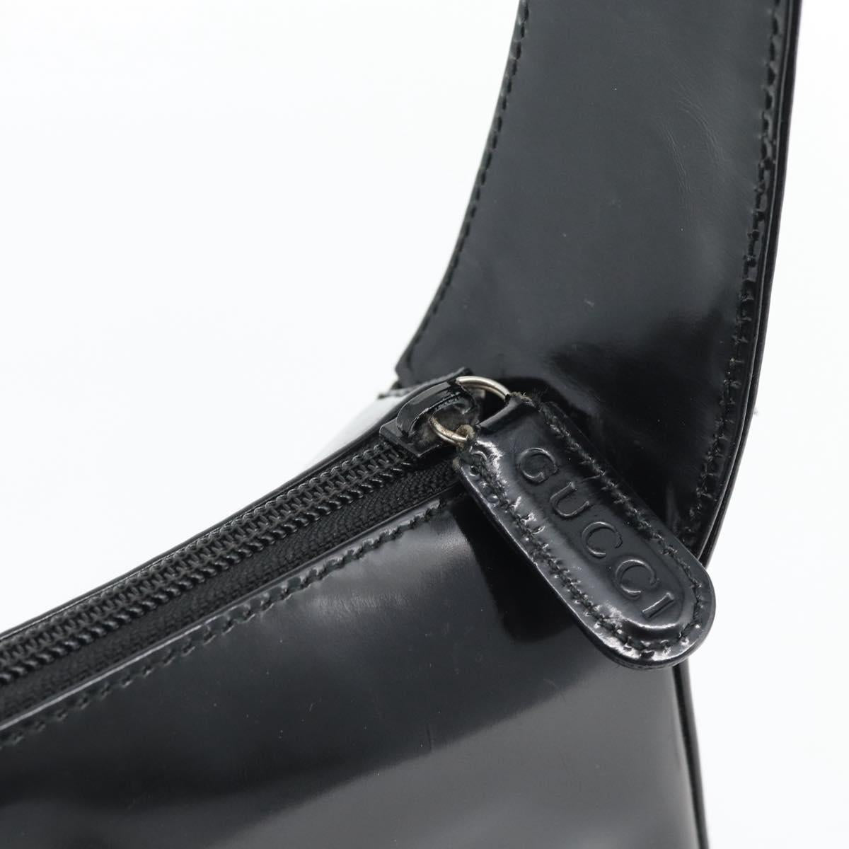 GUCCI Shoulder Bag Enamel Black 001 1364 1703 Auth 182536