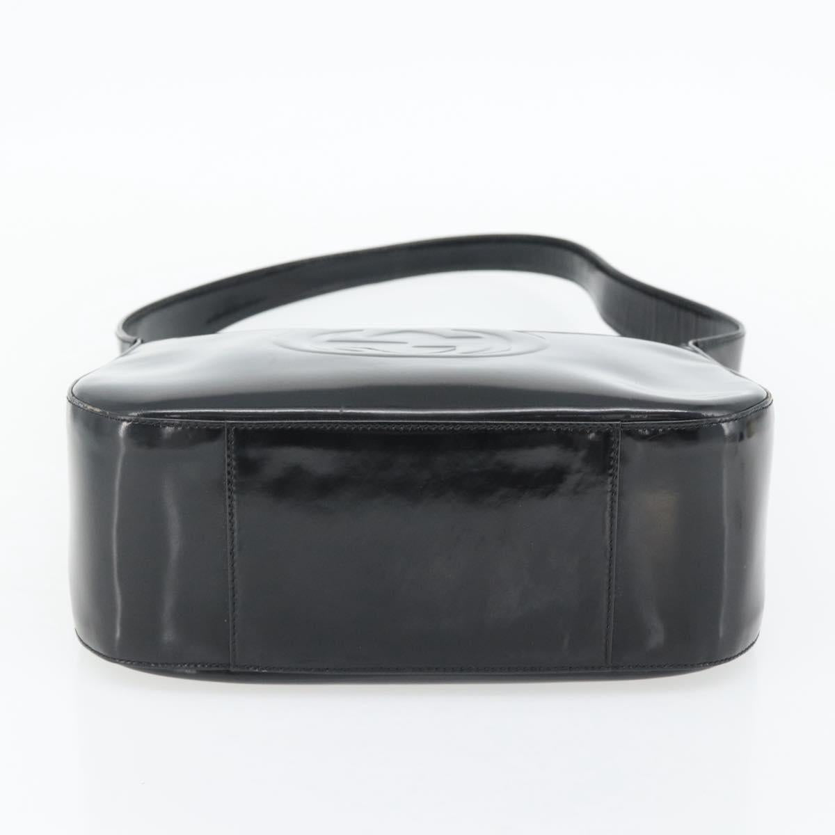 GUCCI Shoulder Bag Enamel Black 001 1364 1703 Auth 182536