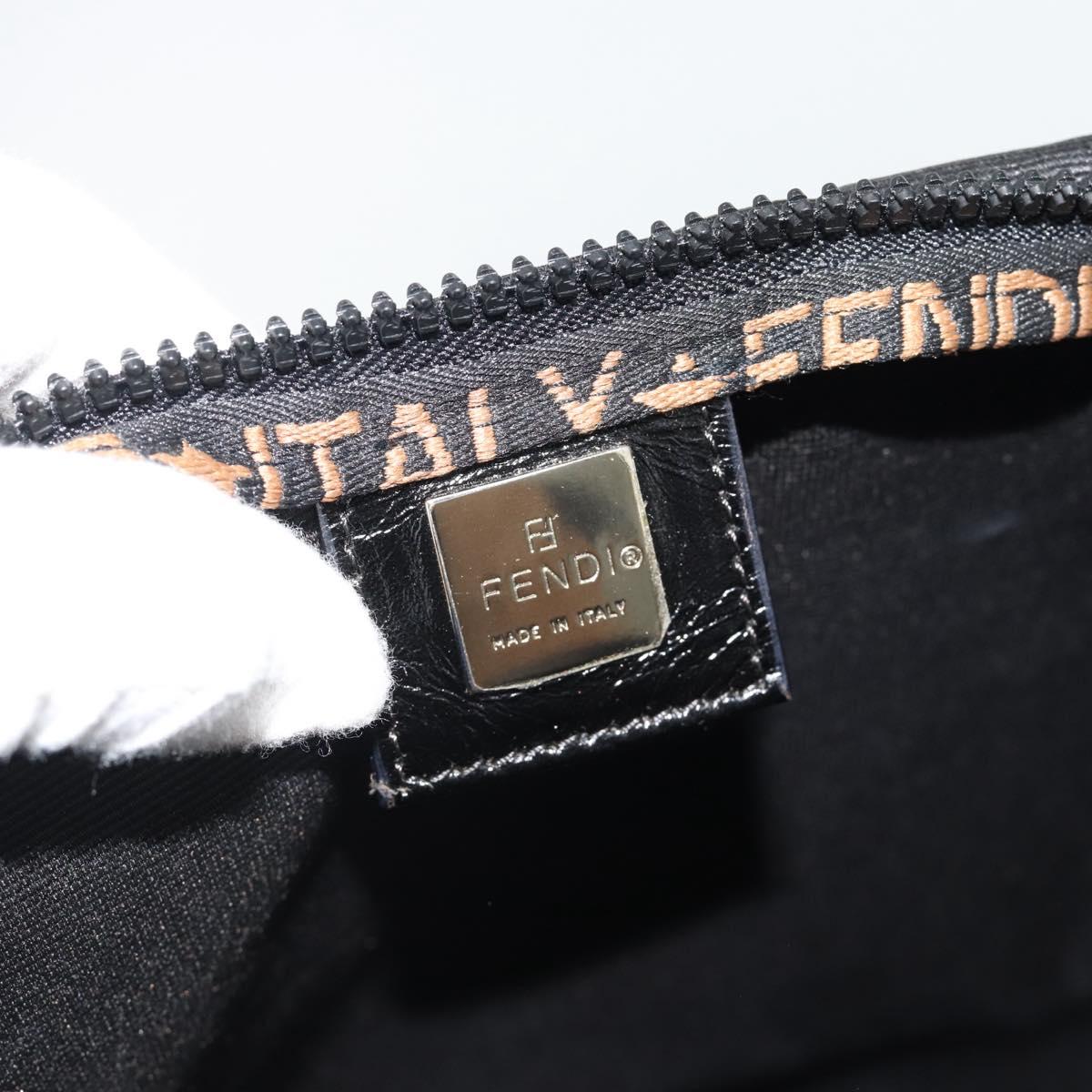 FENDI Hand Bag Canvas Black Silver Auth 182539