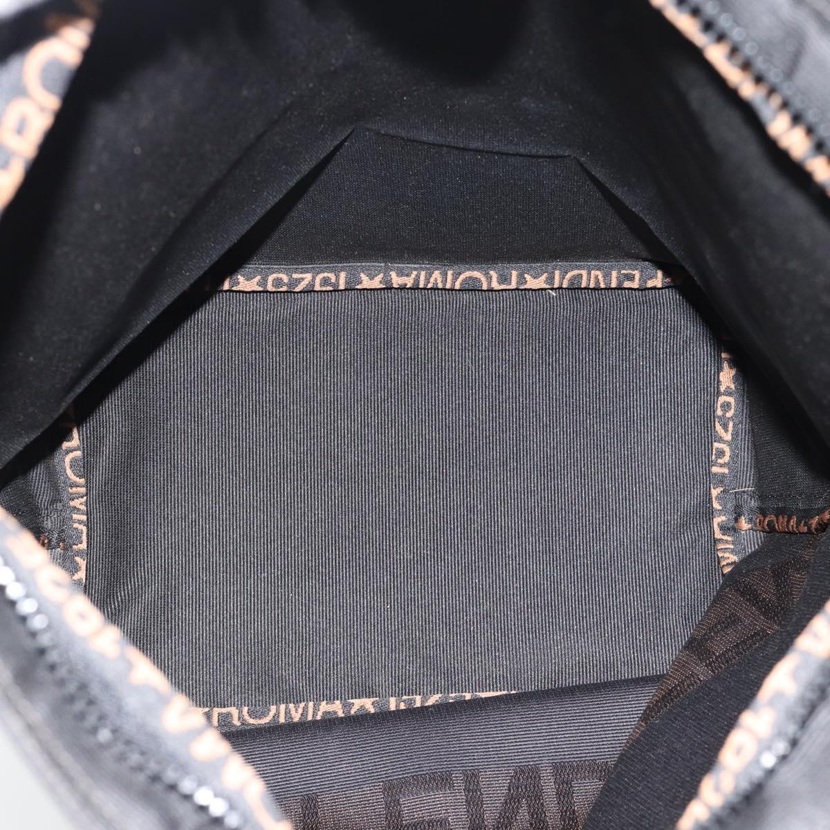 FENDI Hand Bag Canvas Black Silver Auth 182539