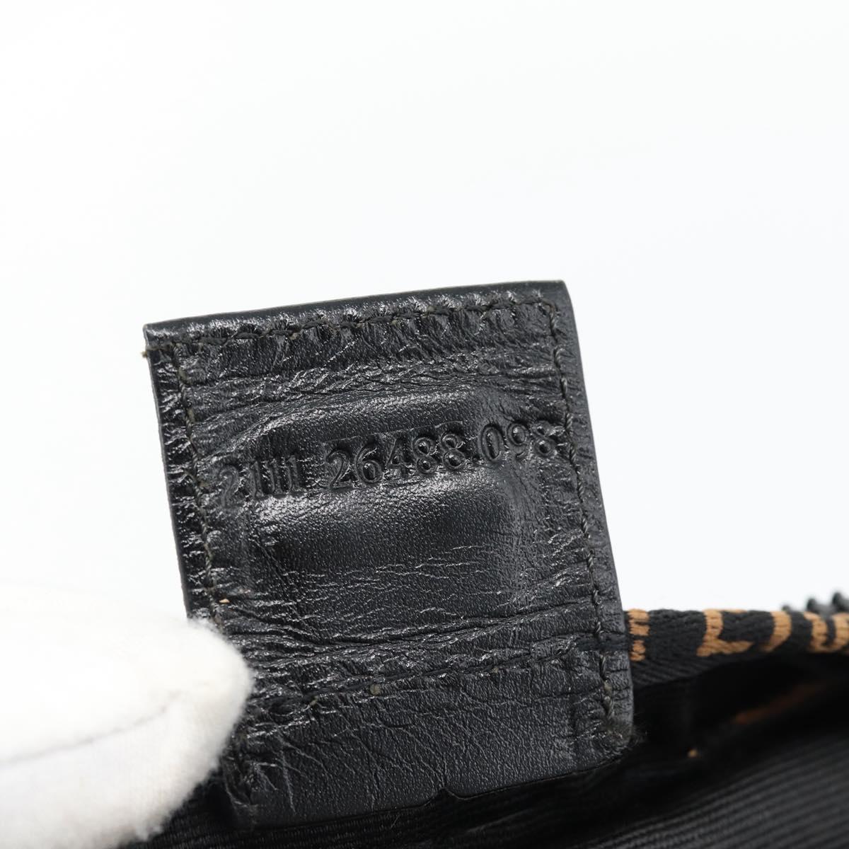 FENDI Hand Bag Canvas Black Silver Auth 182539