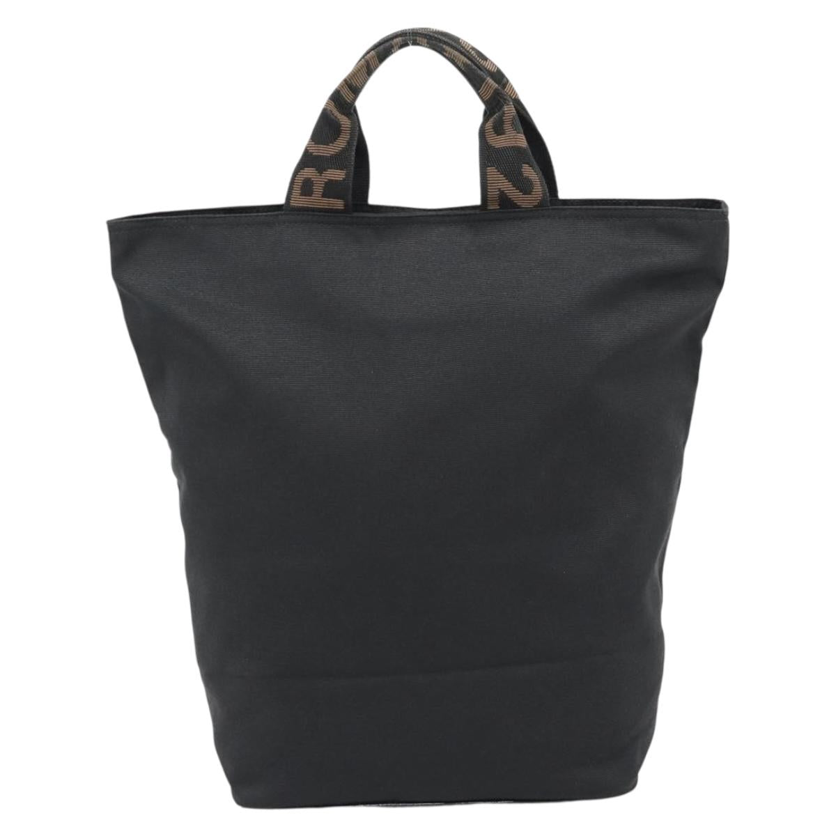 FENDI Hand Bag Canvas Black Silver Auth 182539