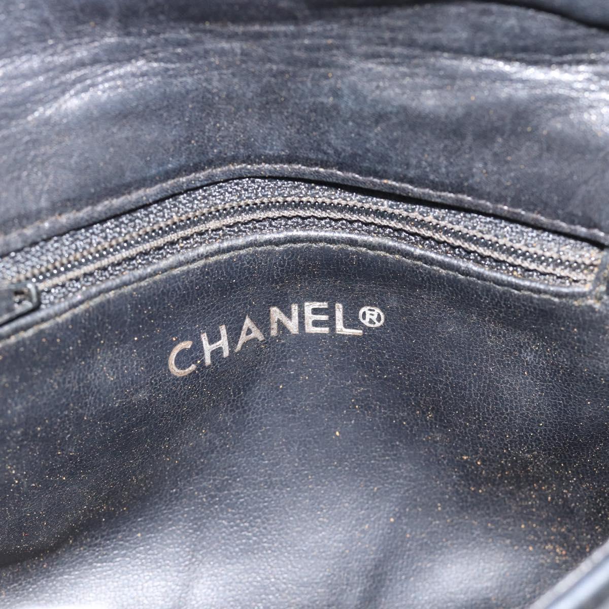 CHANEL Matelasse Chain Waist bag Lamb Skin Black Gold CC Auth 182541