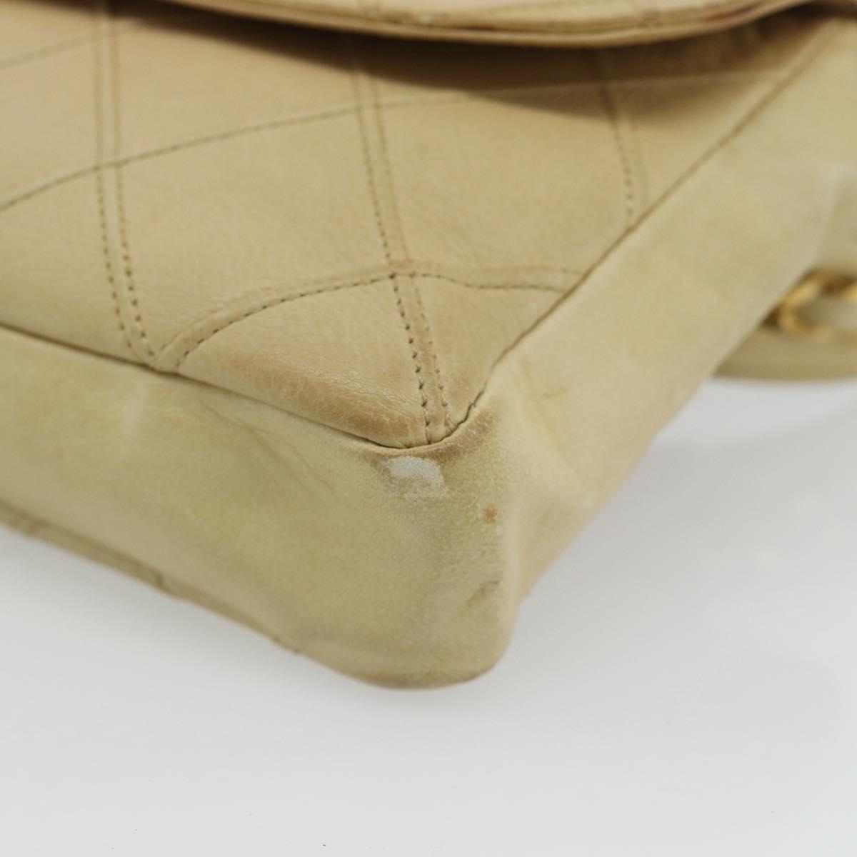 CHANEL Bicolore Waist bag Lamb Skin Beige Gold CC Auth 182545