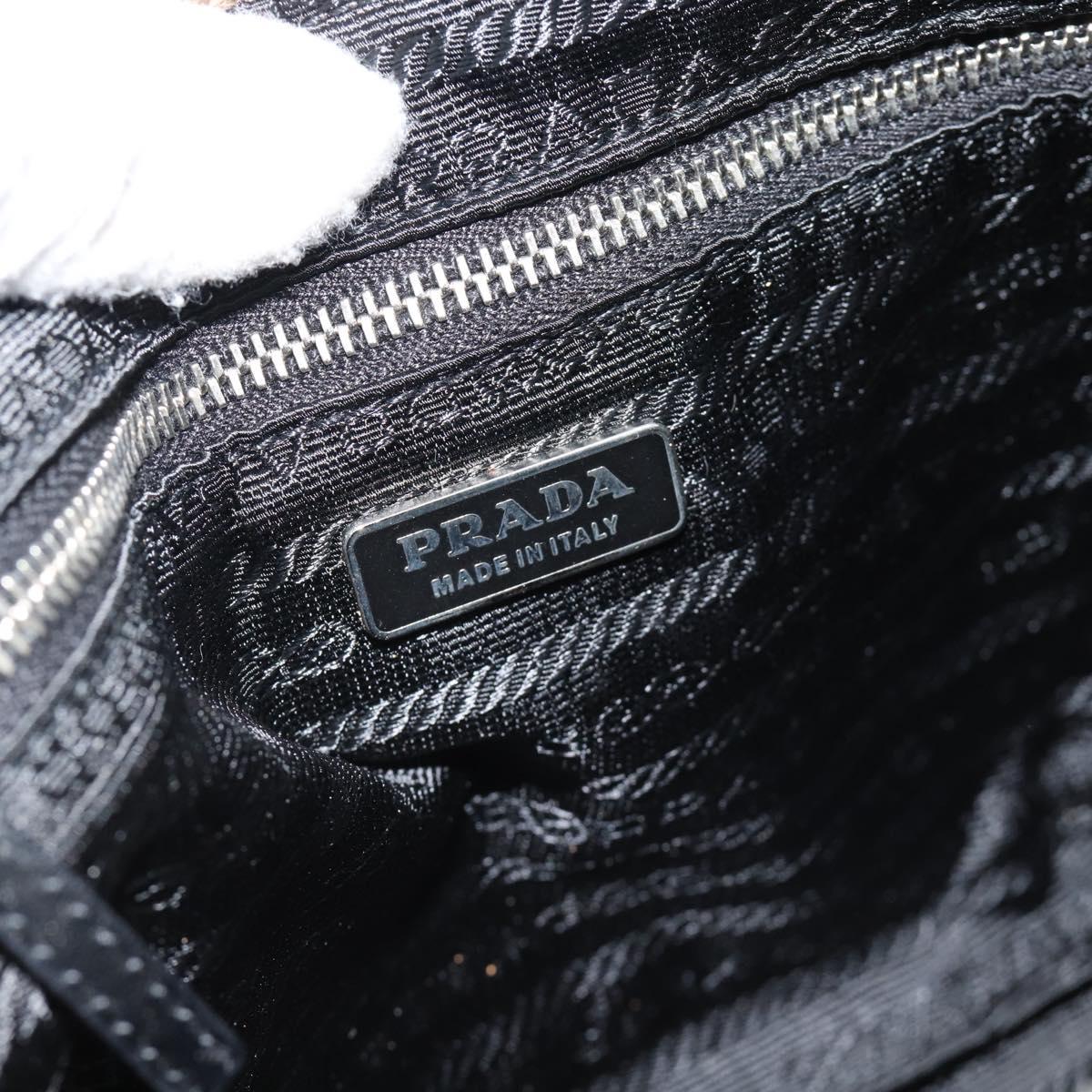 PRADA Shoulder Bag Nylon Beige Silver Auth 182546A