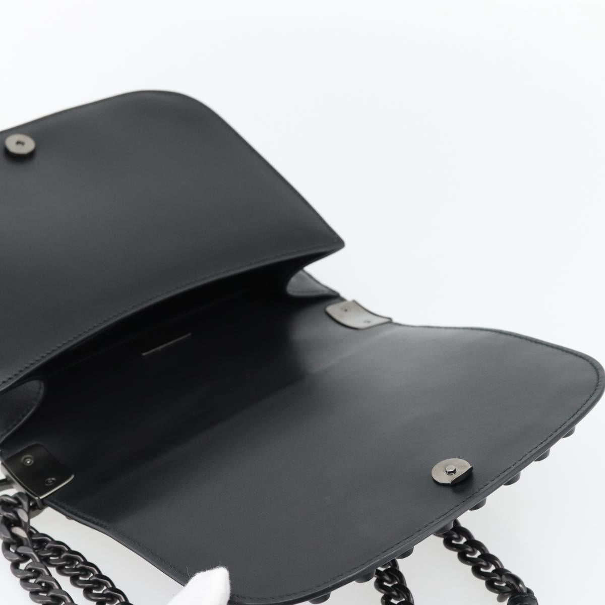 PRADA Chain Shoulder Bag Leather Black Auth 182547M