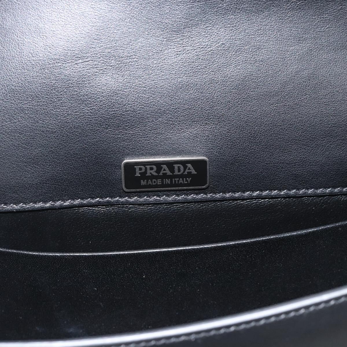 PRADA Chain Shoulder Bag Leather Black Auth 182547M