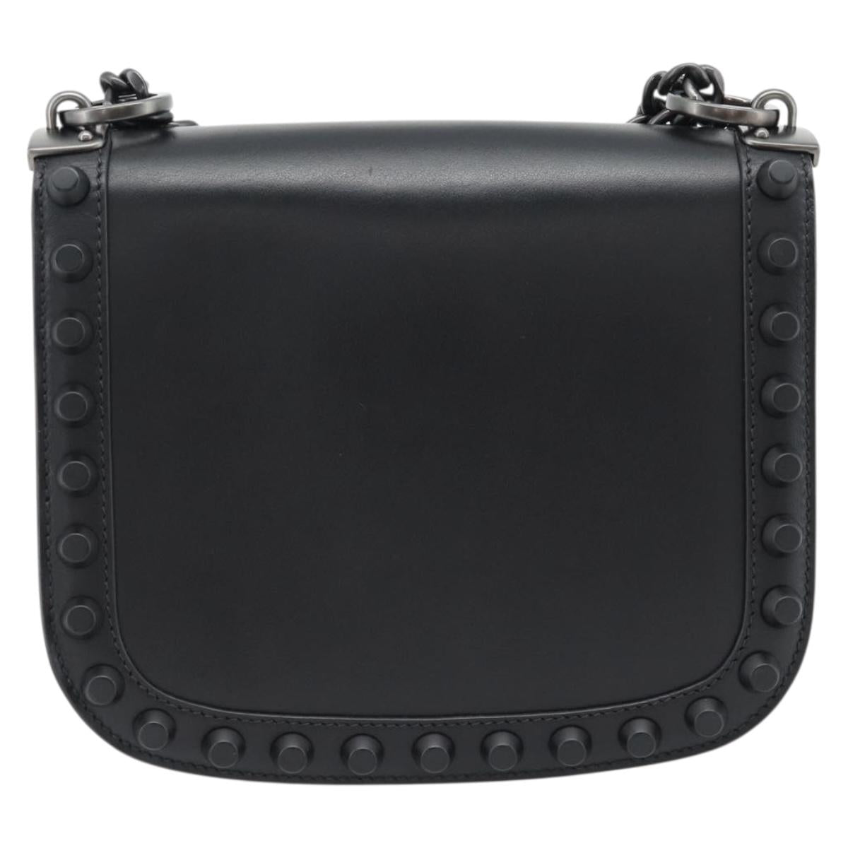 PRADA Chain Shoulder Bag Leather Black Auth 182547M