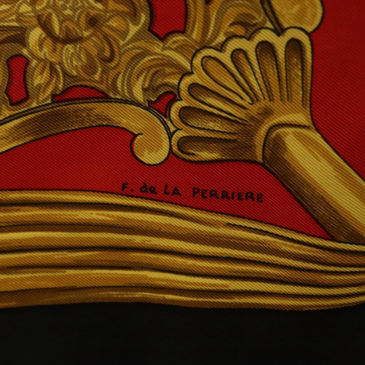 HERMES Carre 90 Scarf ""ETRIERS"" Silk Gold Auth 182548M