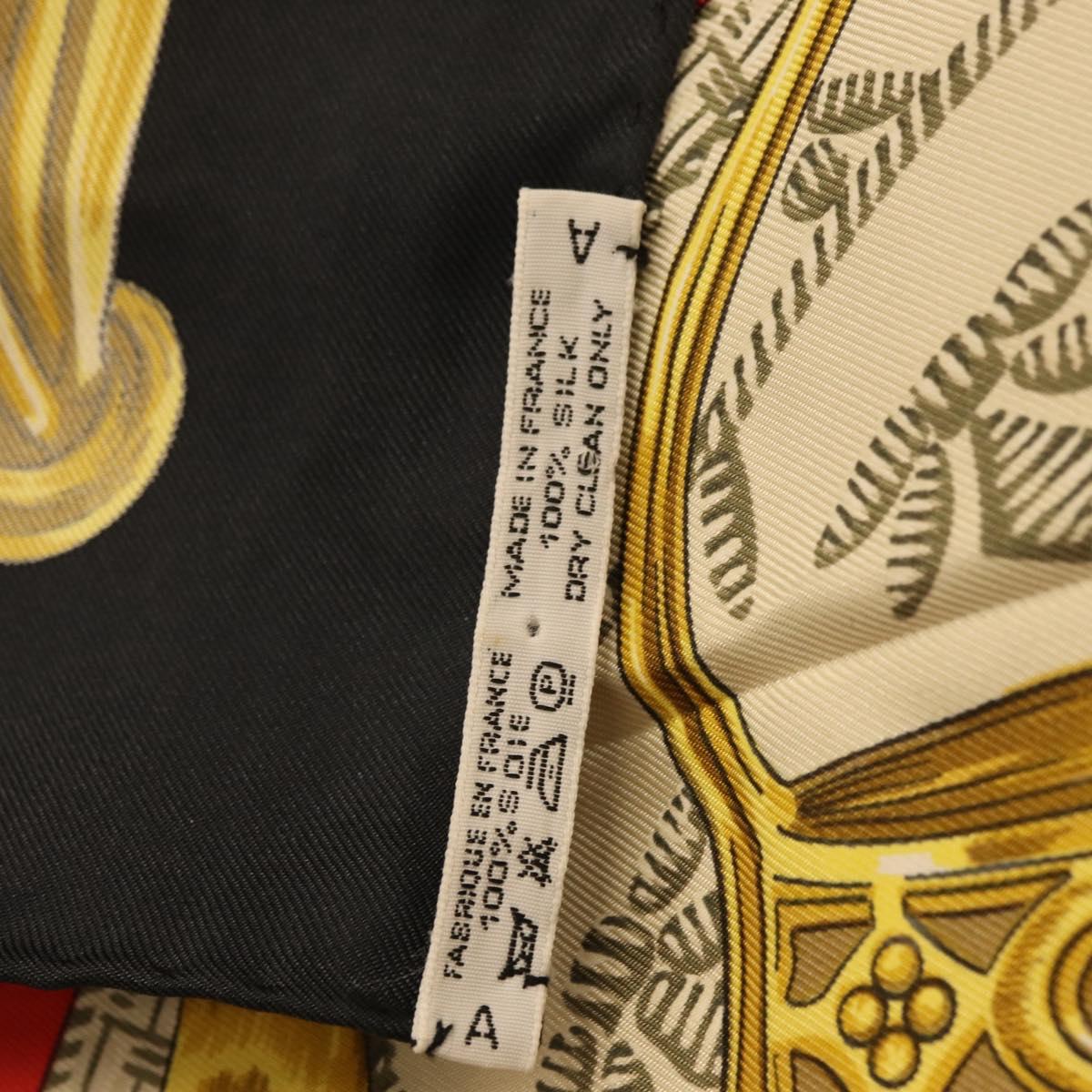 HERMES Carre 90 Scarf ""ETRIERS"" Silk Gold Auth 182548M