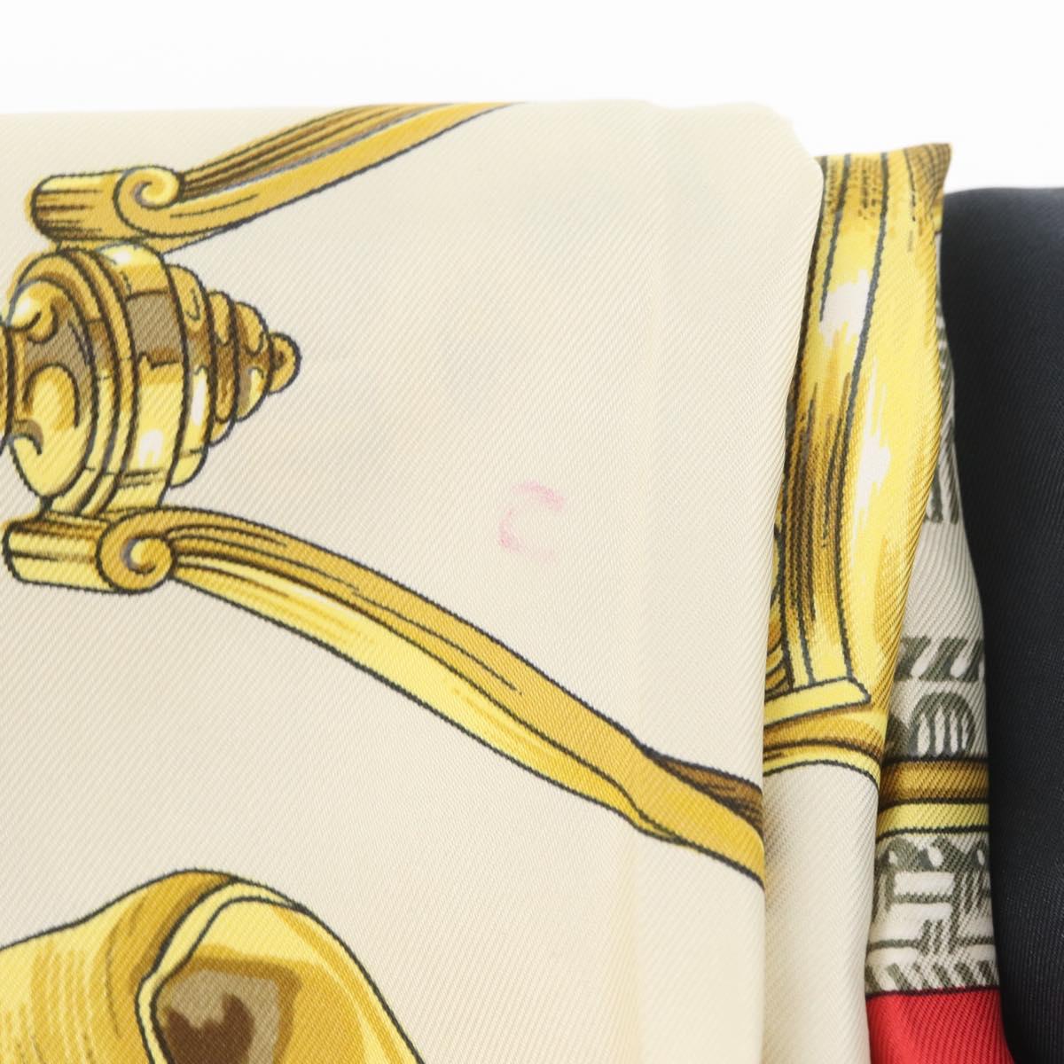 HERMES Carre 90 Scarf ""ETRIERS"" Silk Gold Auth 182548M