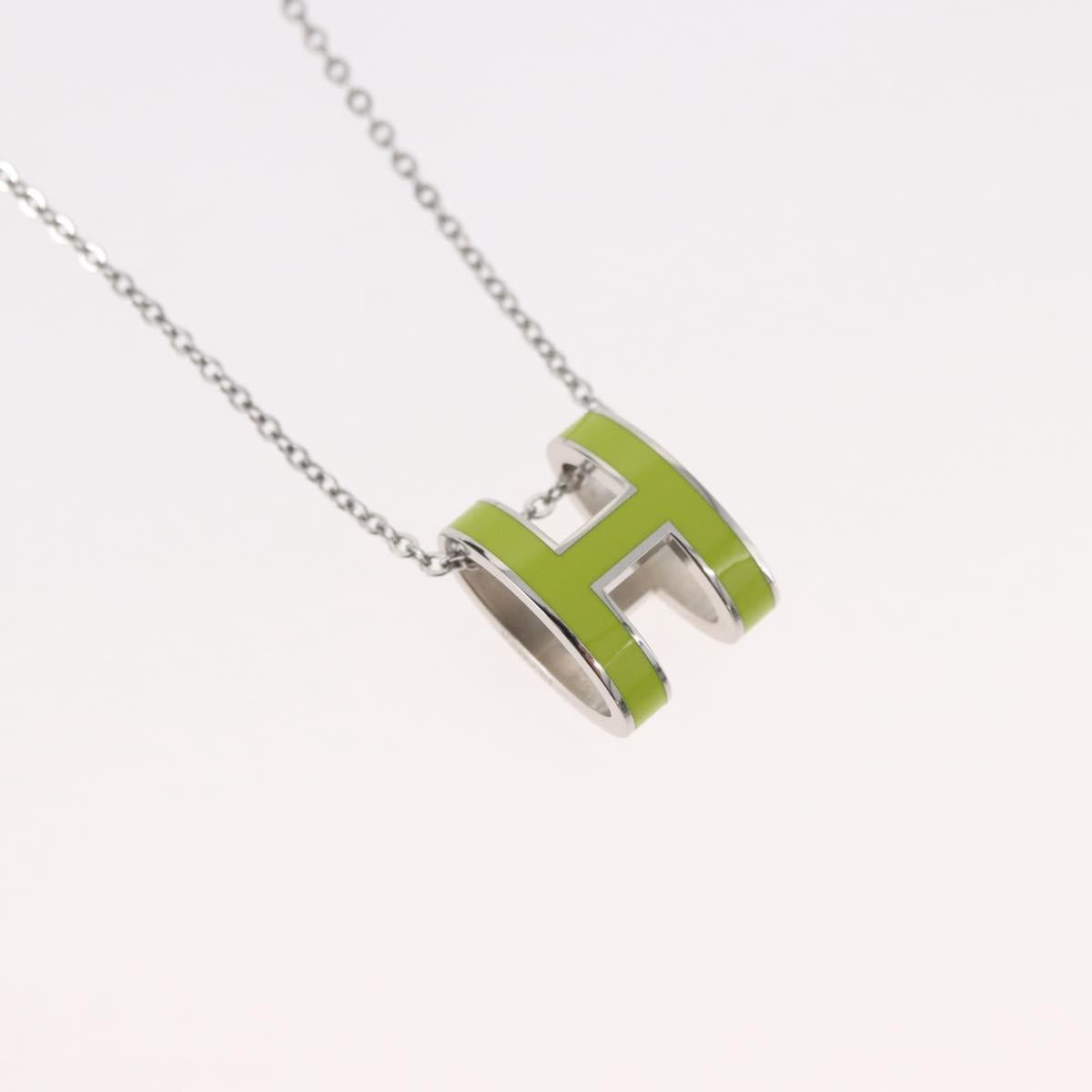 HERMES Pop Ash H Necklace metal Silver Auth 182551M