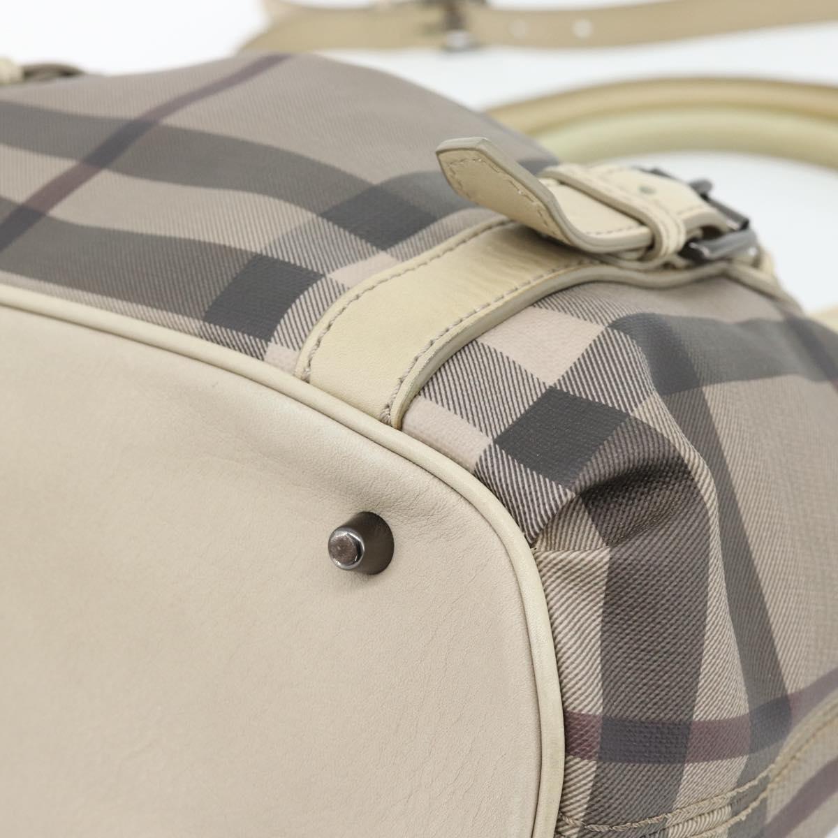 BURBERRY Nova Check Hand Bag PVC 2way Beige Auth 182556A