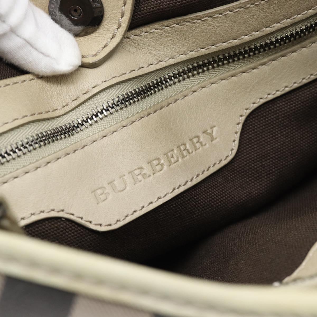 BURBERRY Nova Check Hand Bag PVC 2way Beige Auth 182556A