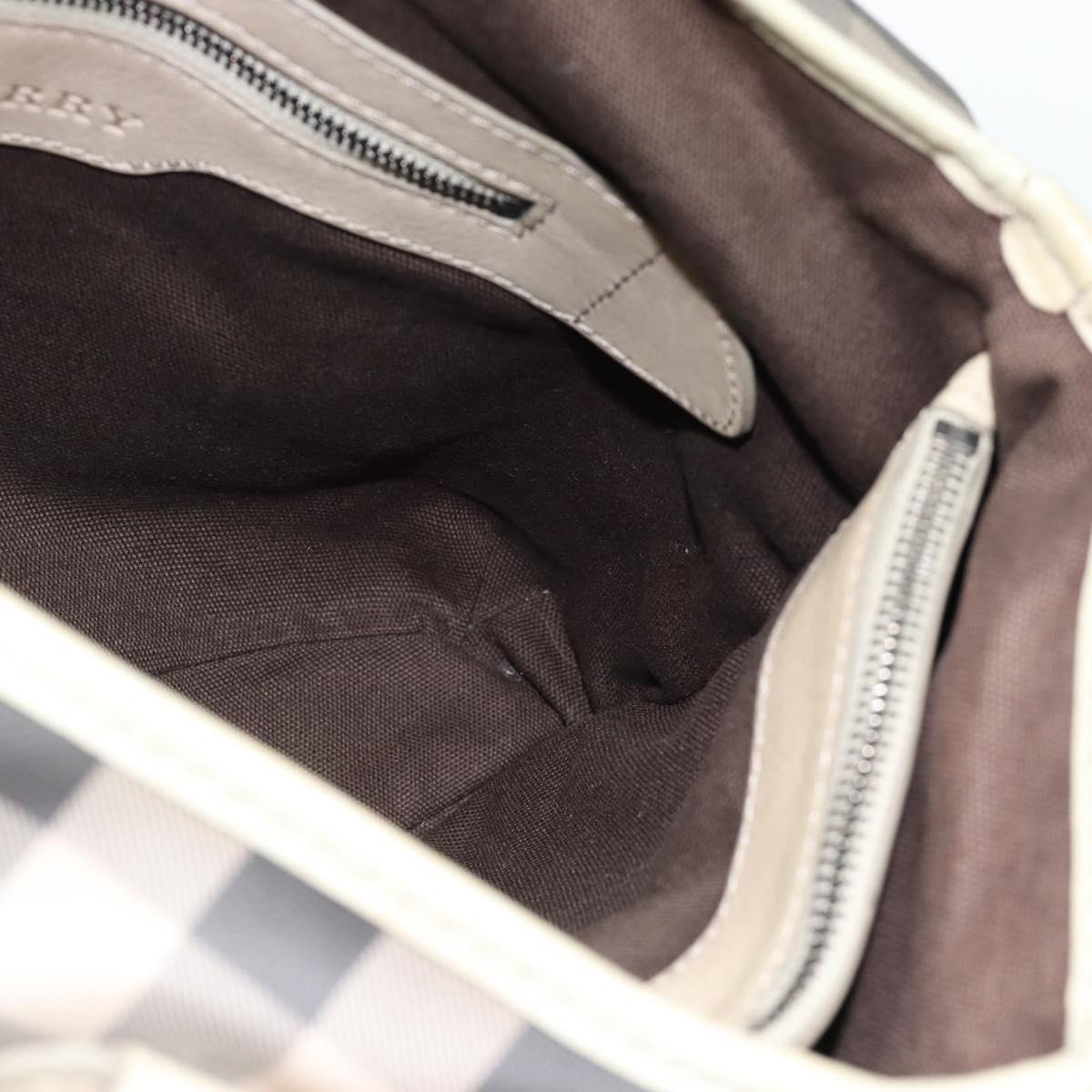 BURBERRY Nova Check Hand Bag PVC 2way Beige Auth 182556A
