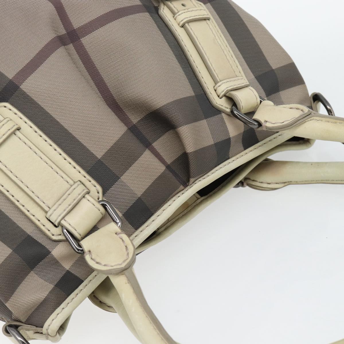 BURBERRY Nova Check Hand Bag PVC 2way Beige Auth 182556A