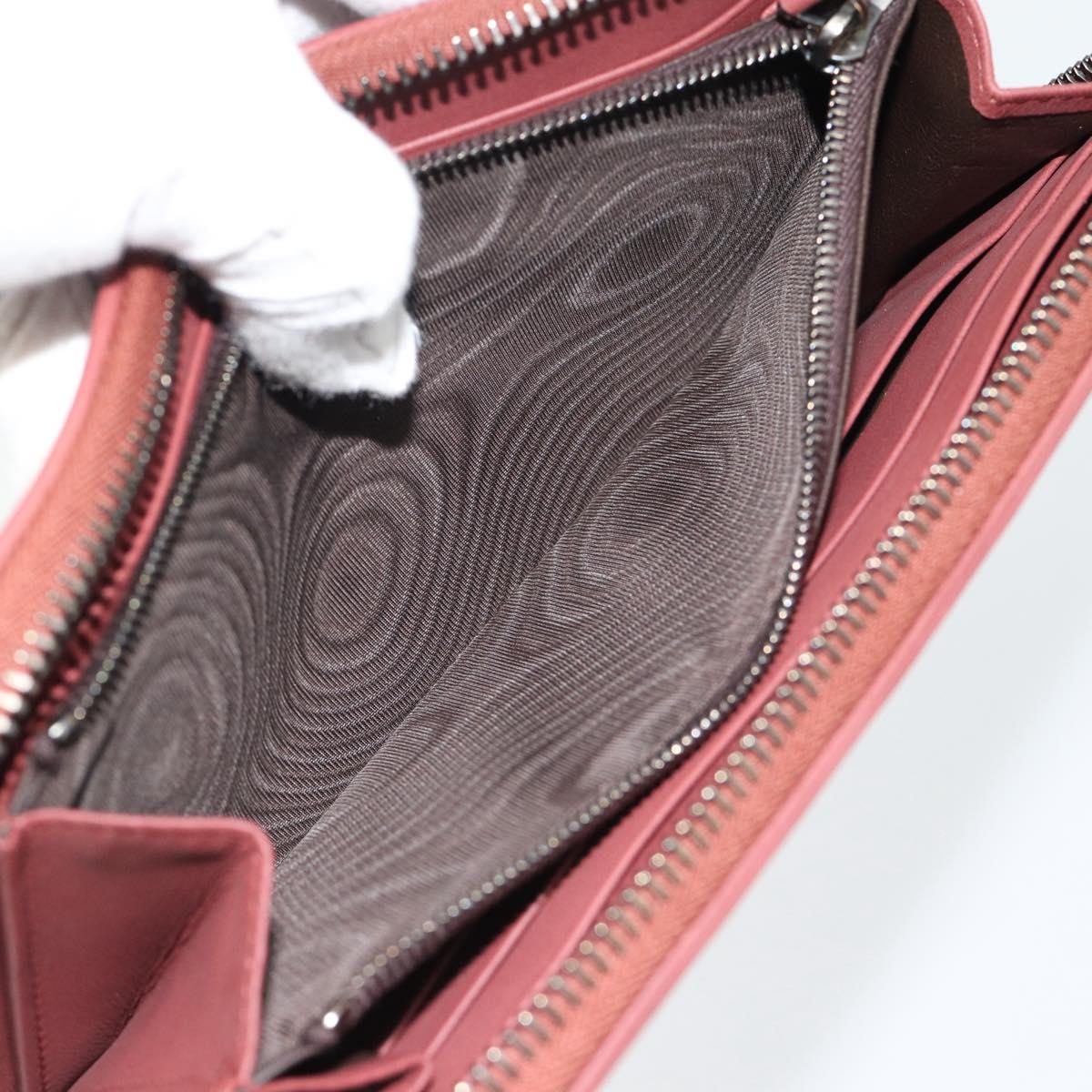 BOTTEGA VENETA INTRECCIATO Long Wallet Leather Brown Silver 114076 Auth 182558M