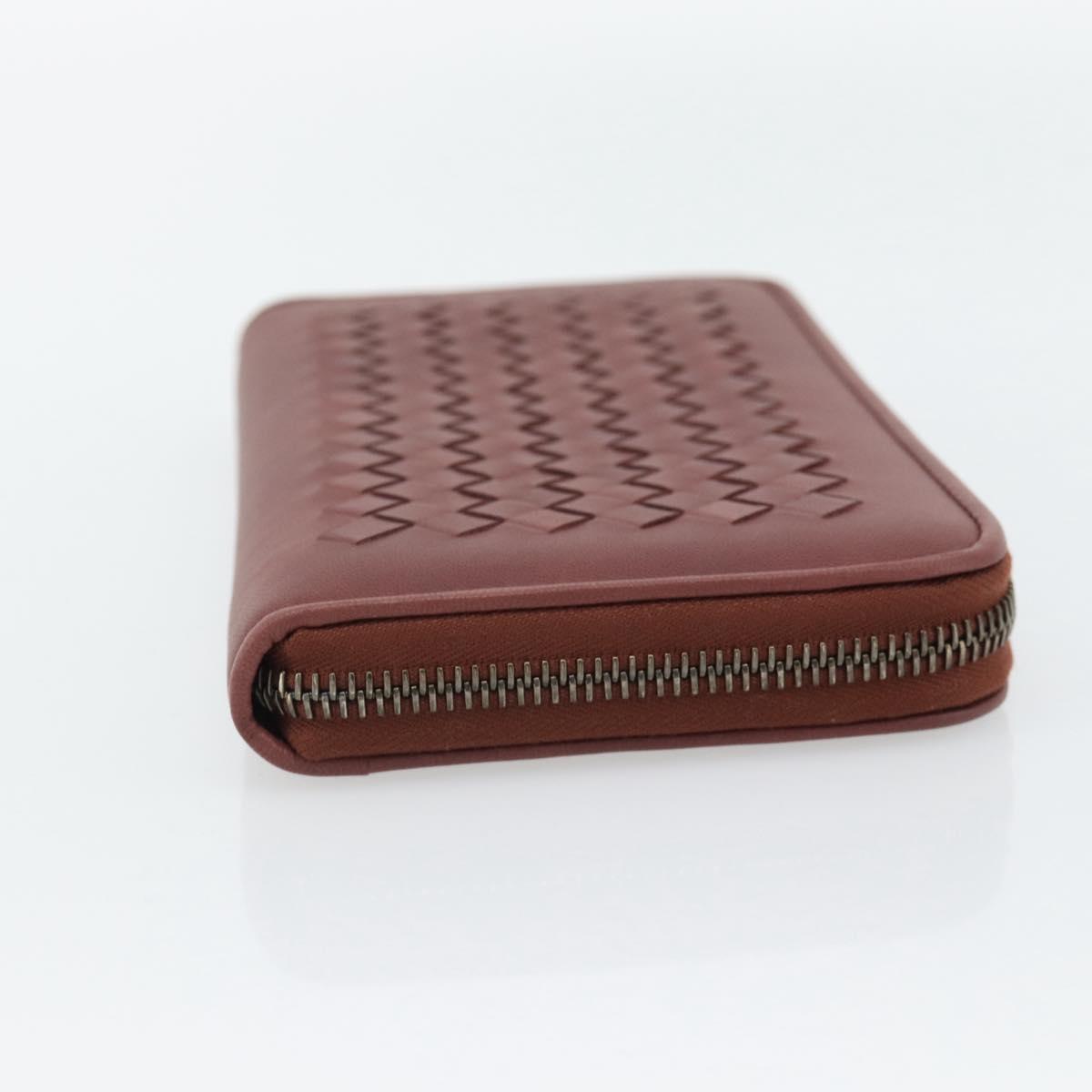 BOTTEGA VENETA INTRECCIATO Long Wallet Leather Brown Silver 114076 Auth 182558M