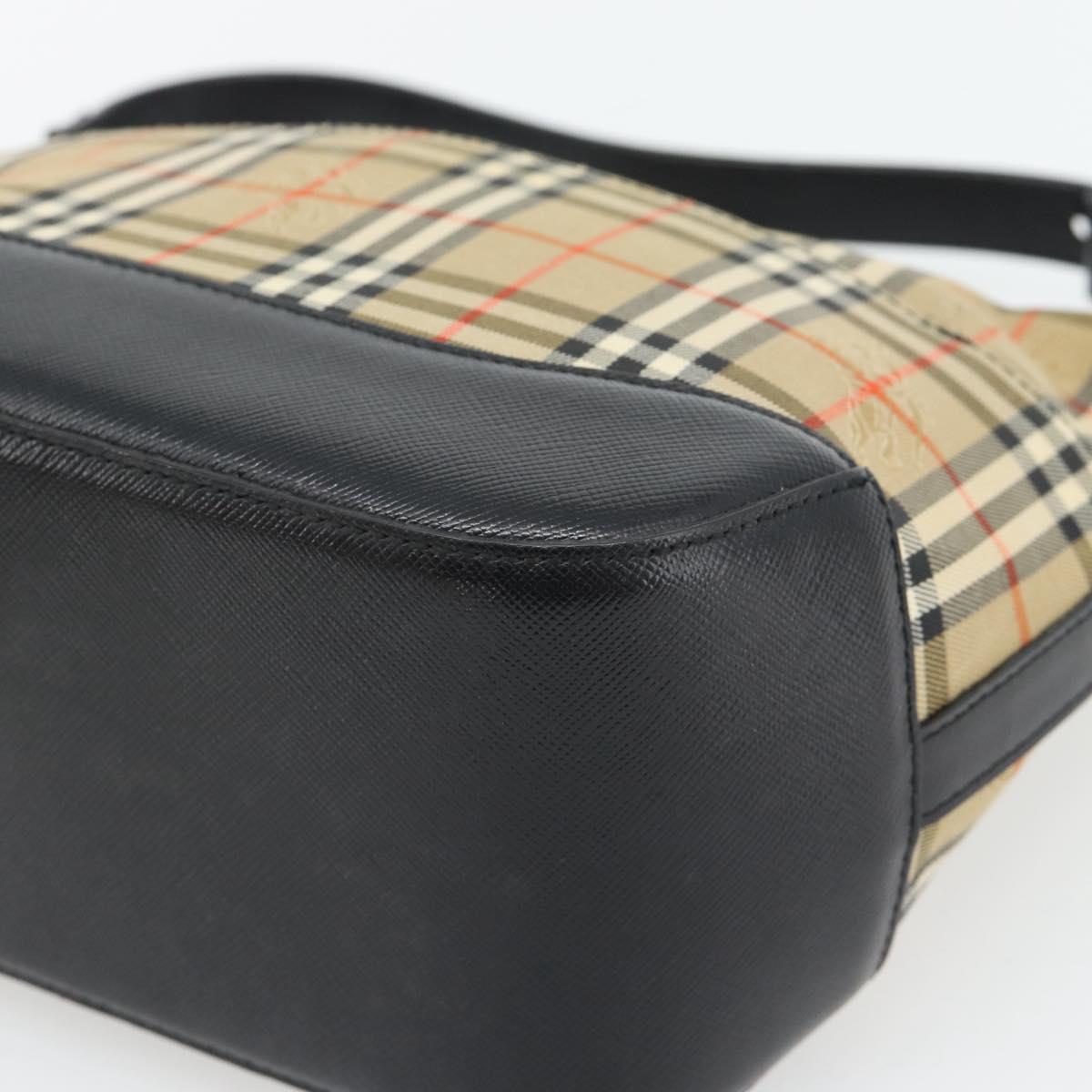 BURBERRY Nova Check Shoulder Bag Canvas Beige Gold Auth 182559