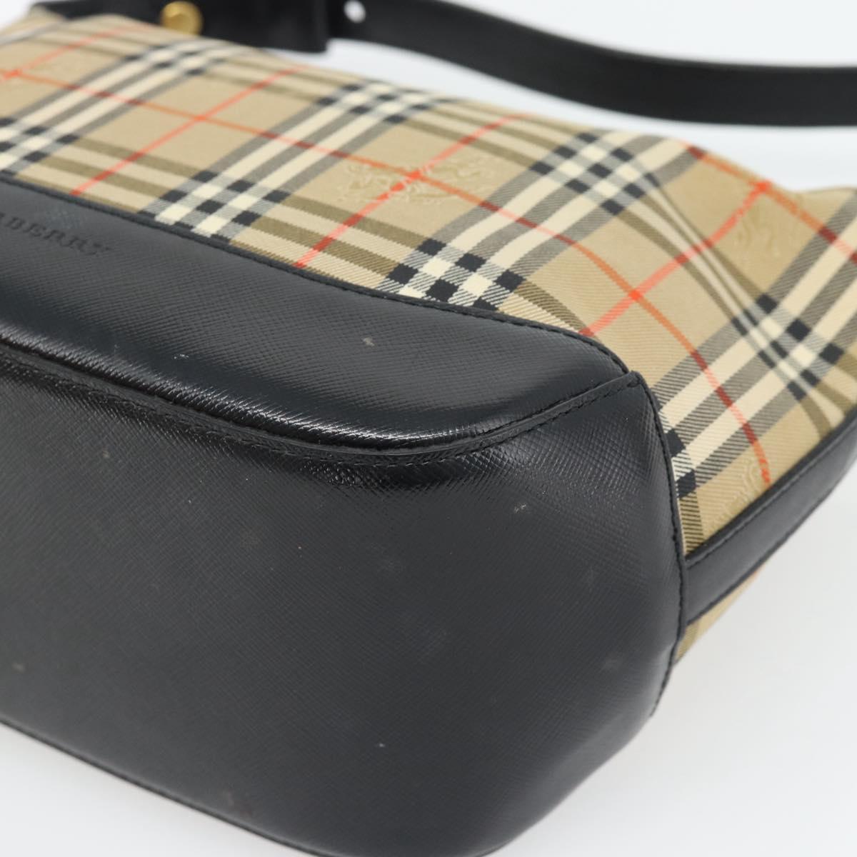 BURBERRY Nova Check Shoulder Bag Canvas Beige Gold Auth 182559