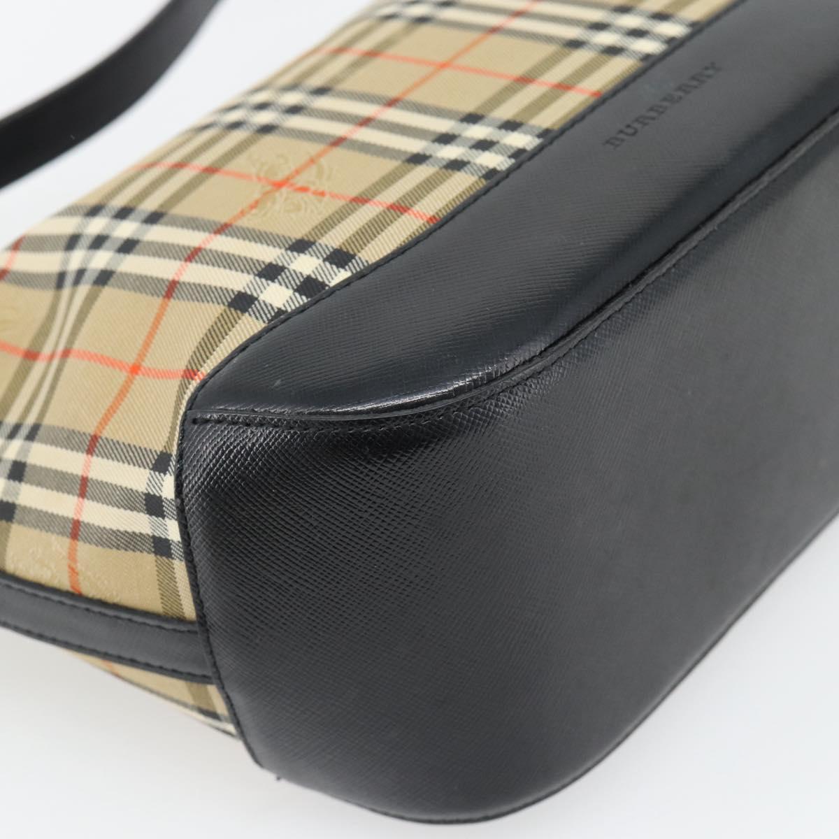 BURBERRY Nova Check Shoulder Bag Canvas Beige Gold Auth 182559