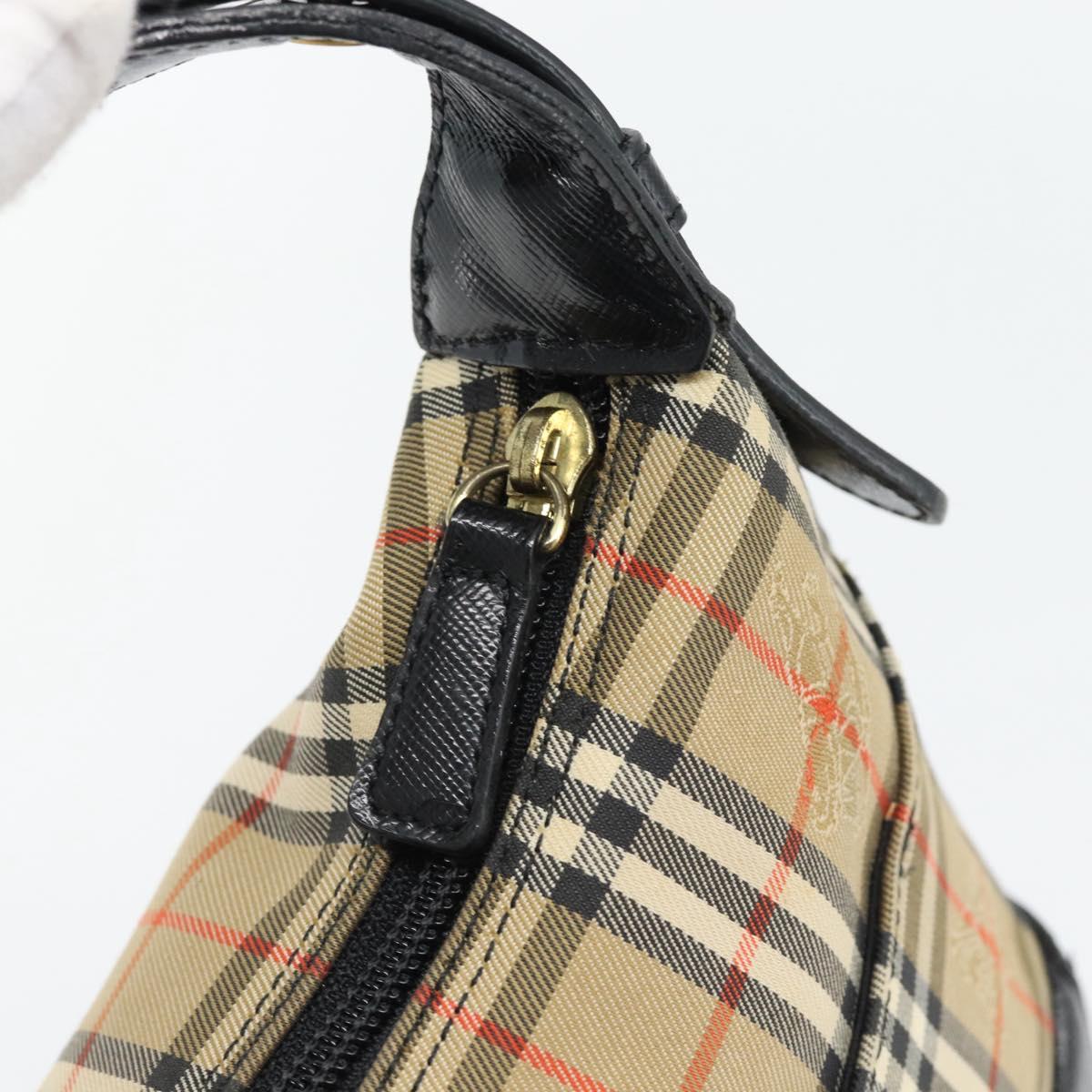 BURBERRY Nova Check Shoulder Bag Canvas Beige Gold Auth 182559