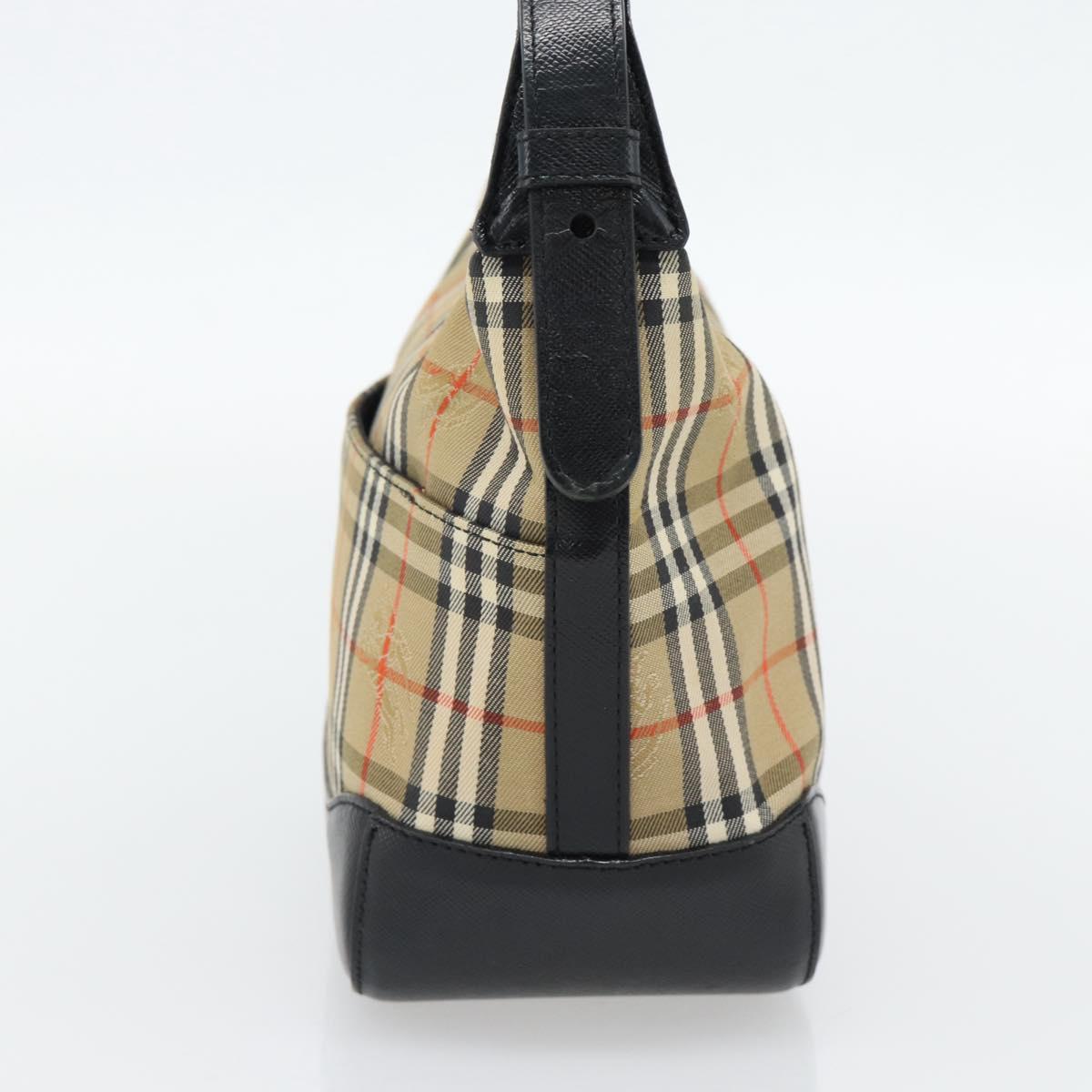BURBERRY Nova Check Shoulder Bag Canvas Beige Gold Auth 182559