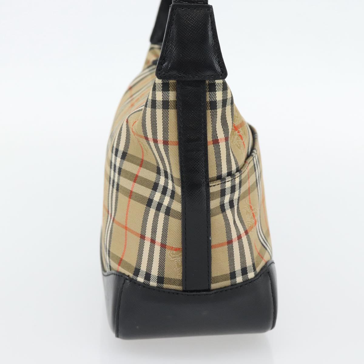BURBERRY Nova Check Shoulder Bag Canvas Beige Gold Auth 182559