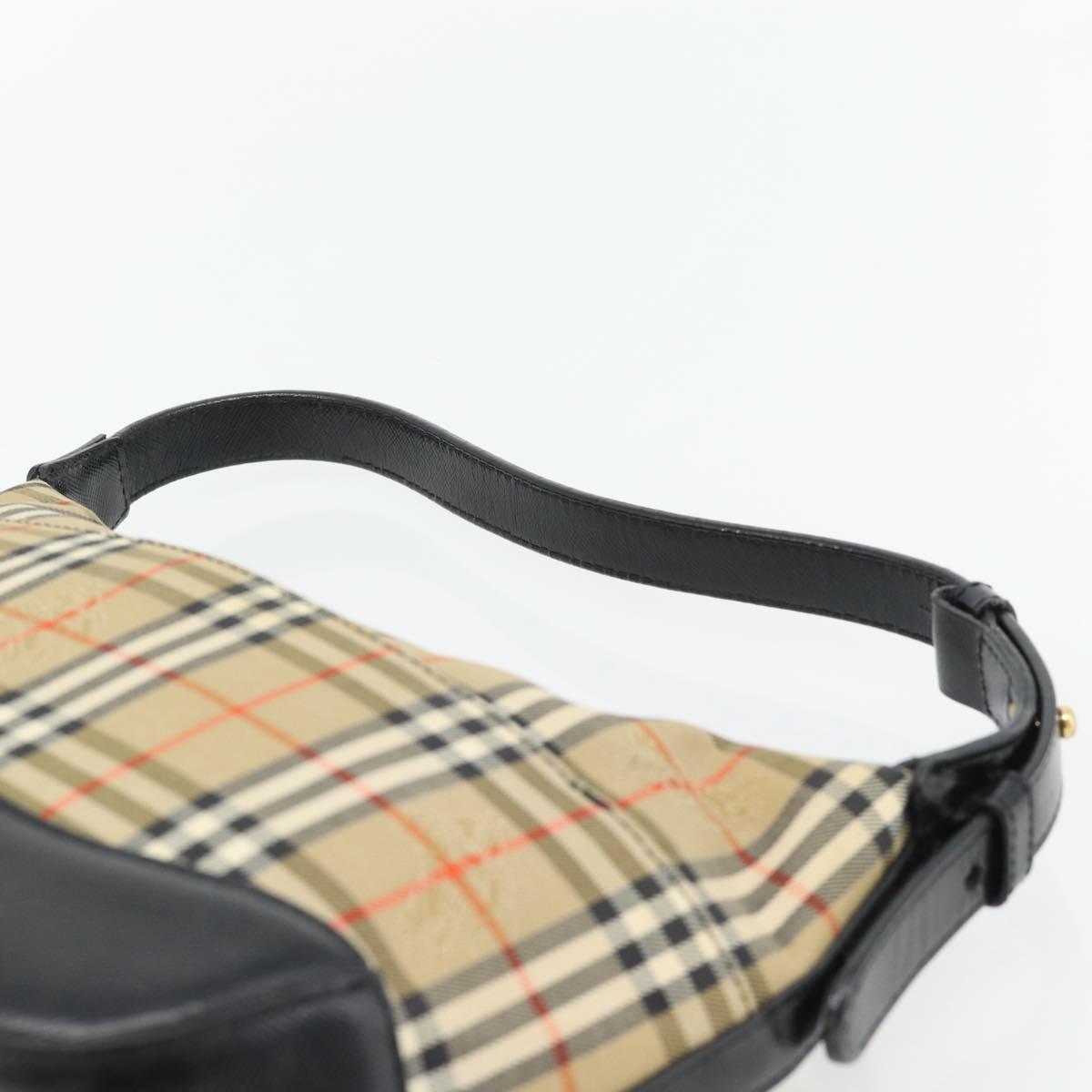 BURBERRY Nova Check Shoulder Bag Canvas Beige Gold Auth 182559