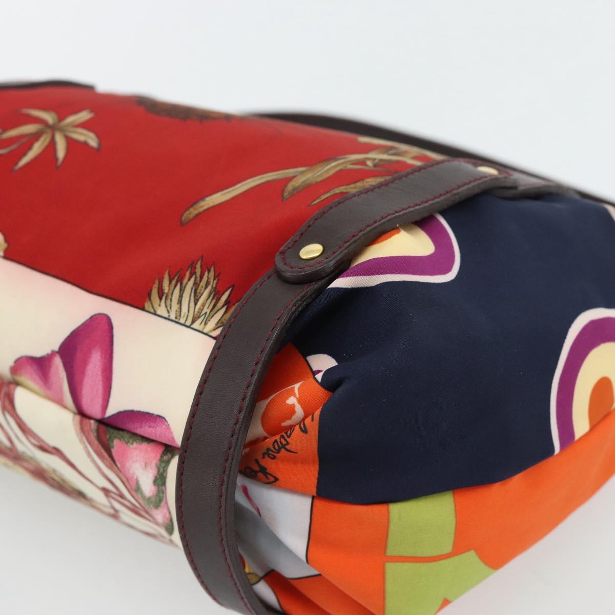 Salvatore Ferragamo Accessory Pouch Canvas Multicolor Gold Auth 182563A
