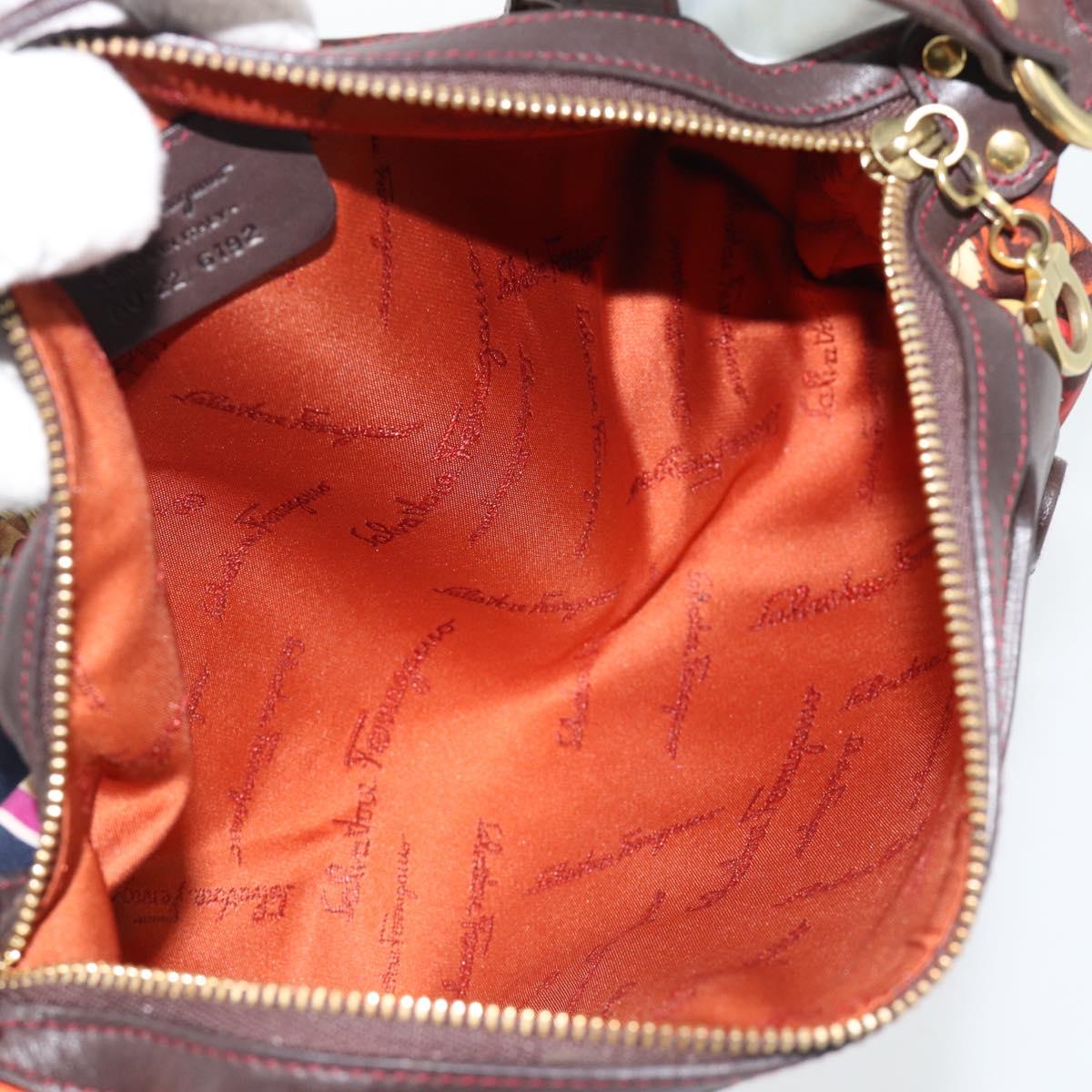 Salvatore Ferragamo Accessory Pouch Canvas Multicolor Gold Auth 182563A
