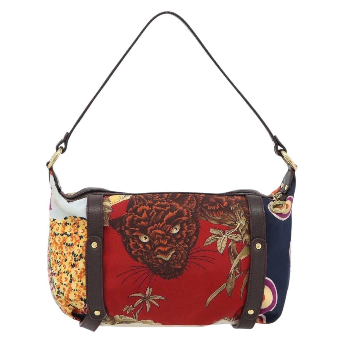 Salvatore Ferragamo Accessory Pouch Canvas Multicolor Gold Auth 182563A