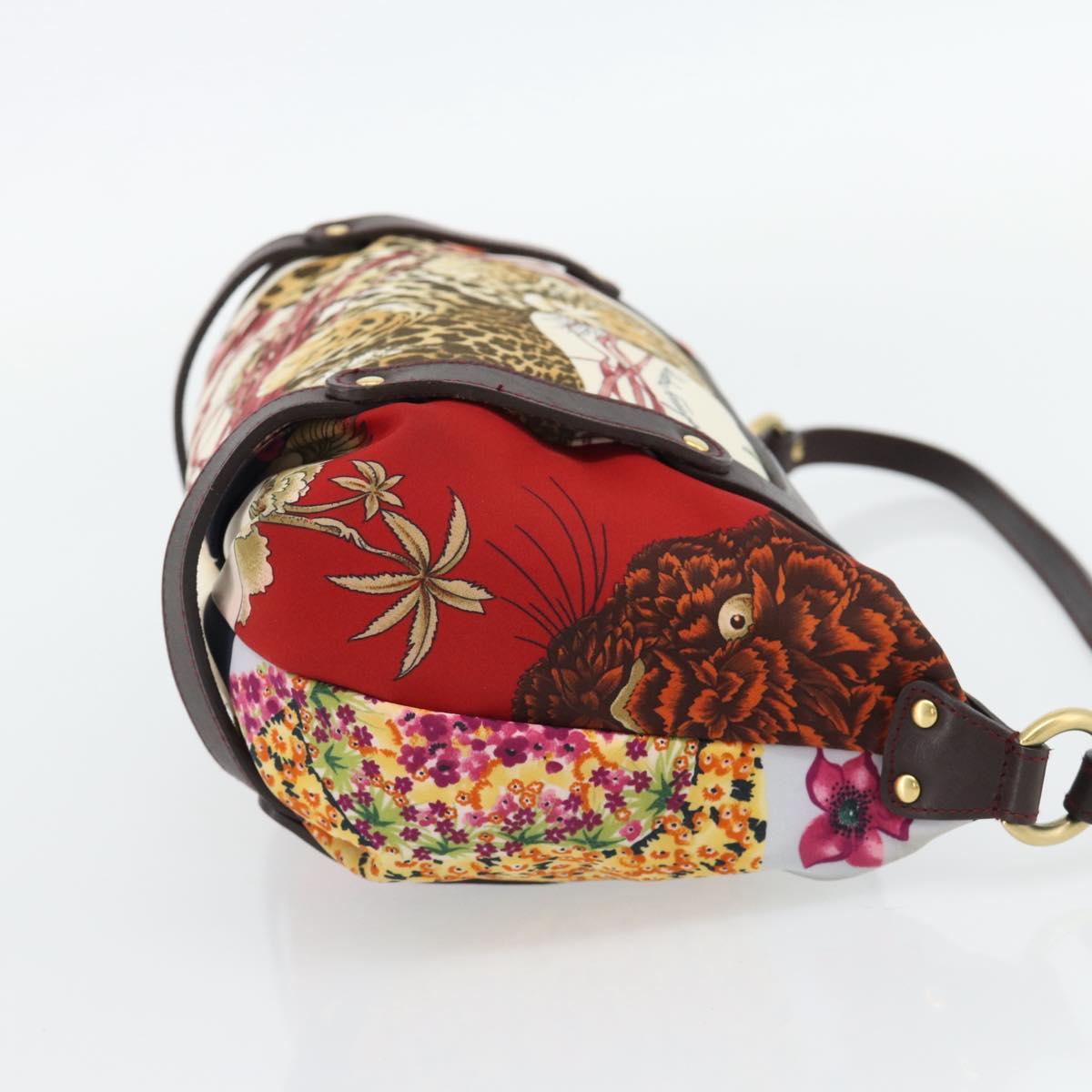 Salvatore Ferragamo Accessory Pouch Canvas Multicolor Gold Auth 182563A