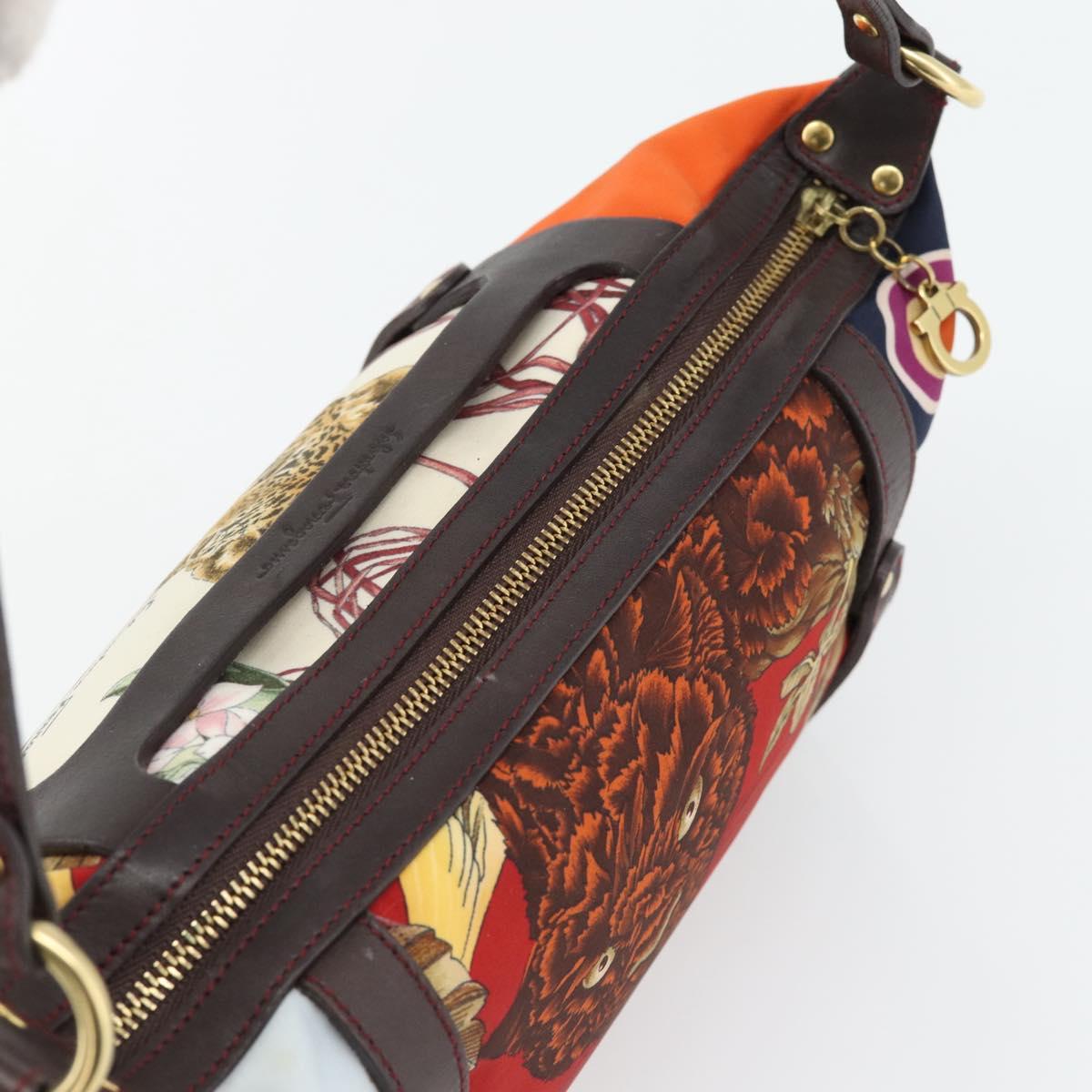 Salvatore Ferragamo Accessory Pouch Canvas Multicolor Gold Auth 182563A