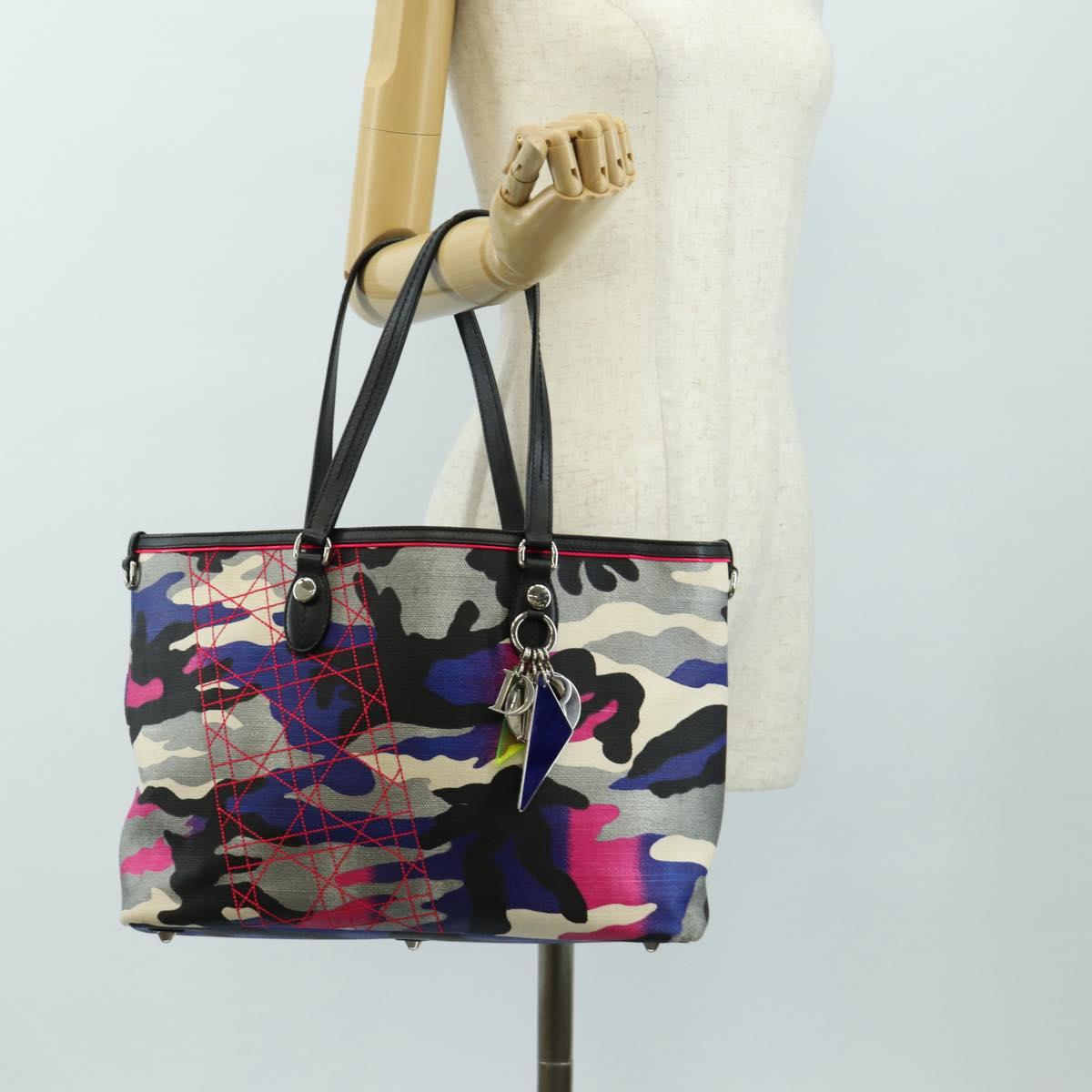 Christian Dior Anselmurail Tote Bag Canvas Multicolor Silver Auth 182566M
