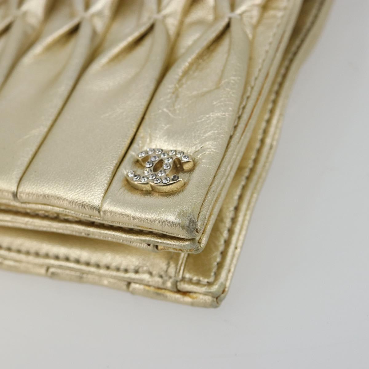 CHANEL Chain Shoulder Bag Lamb Skin Gold CC Auth 182577A
