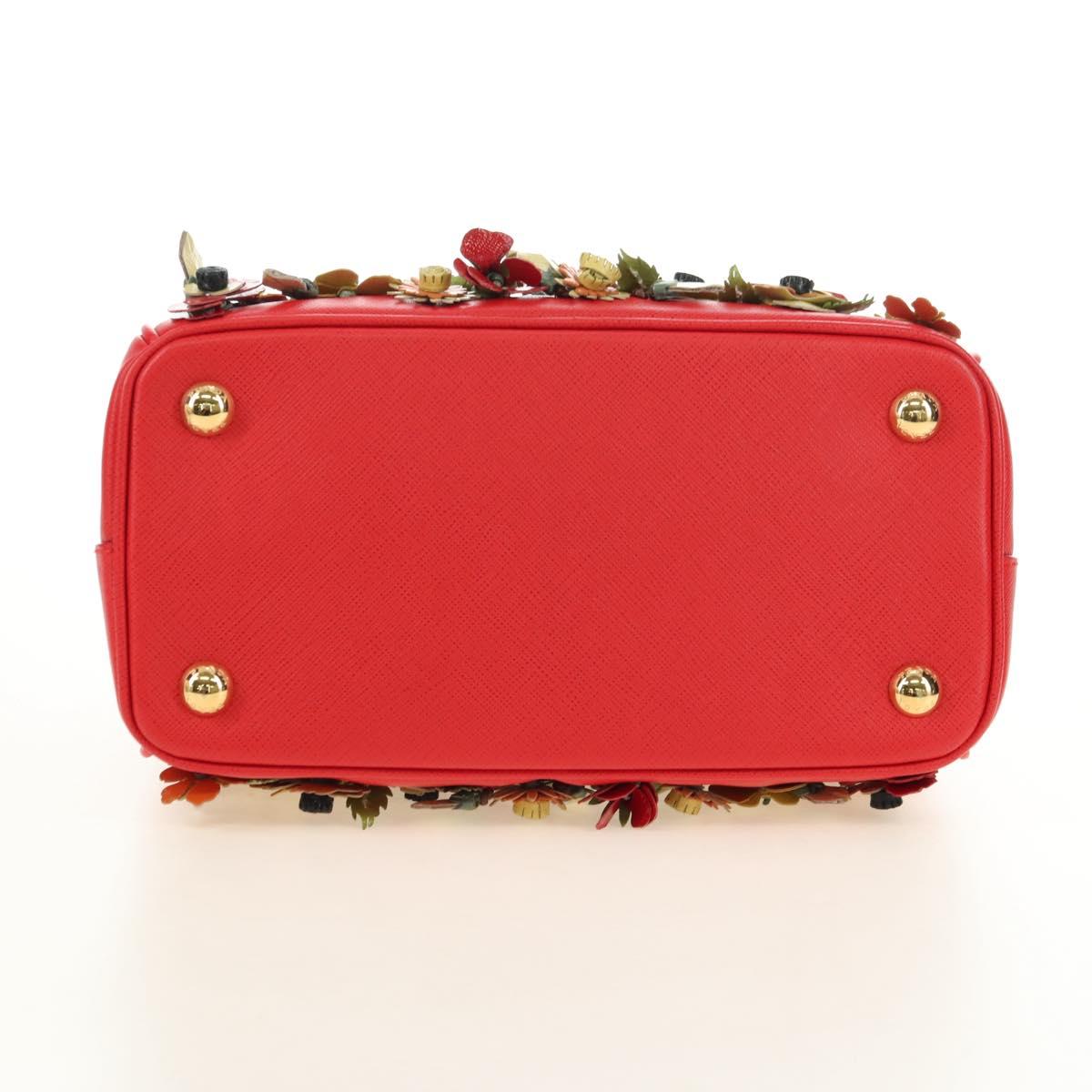 PRADA Galleria Hand Bag Saffiano leather 2way Red Gold Auth 182582SAM