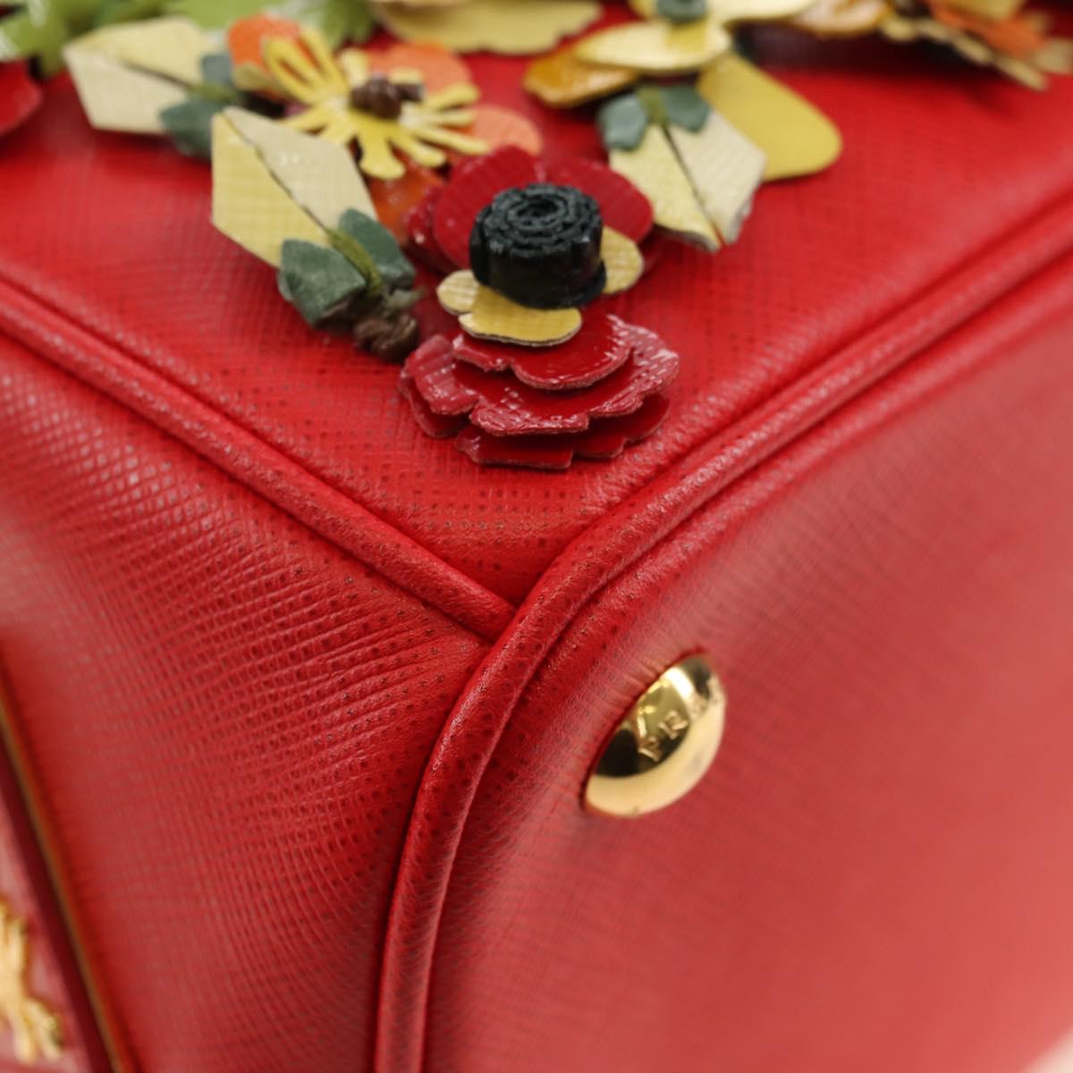 PRADA Galleria Hand Bag Saffiano leather 2way Red Gold Auth 182582SAM