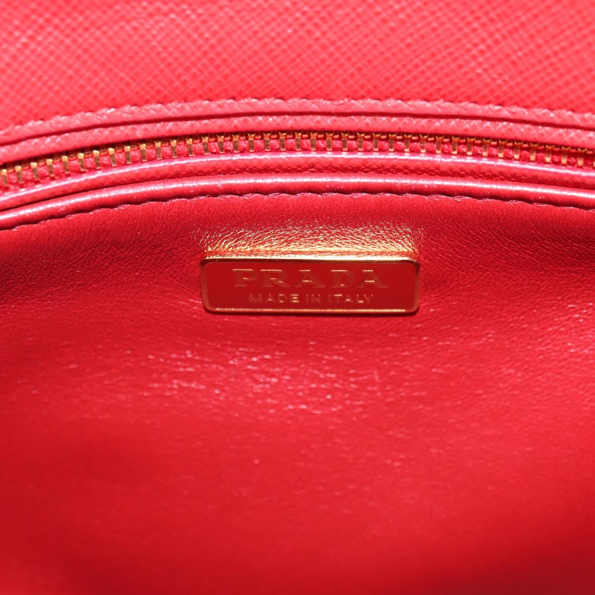 PRADA Galleria Hand Bag Saffiano leather 2way Red Gold Auth 182582SAM