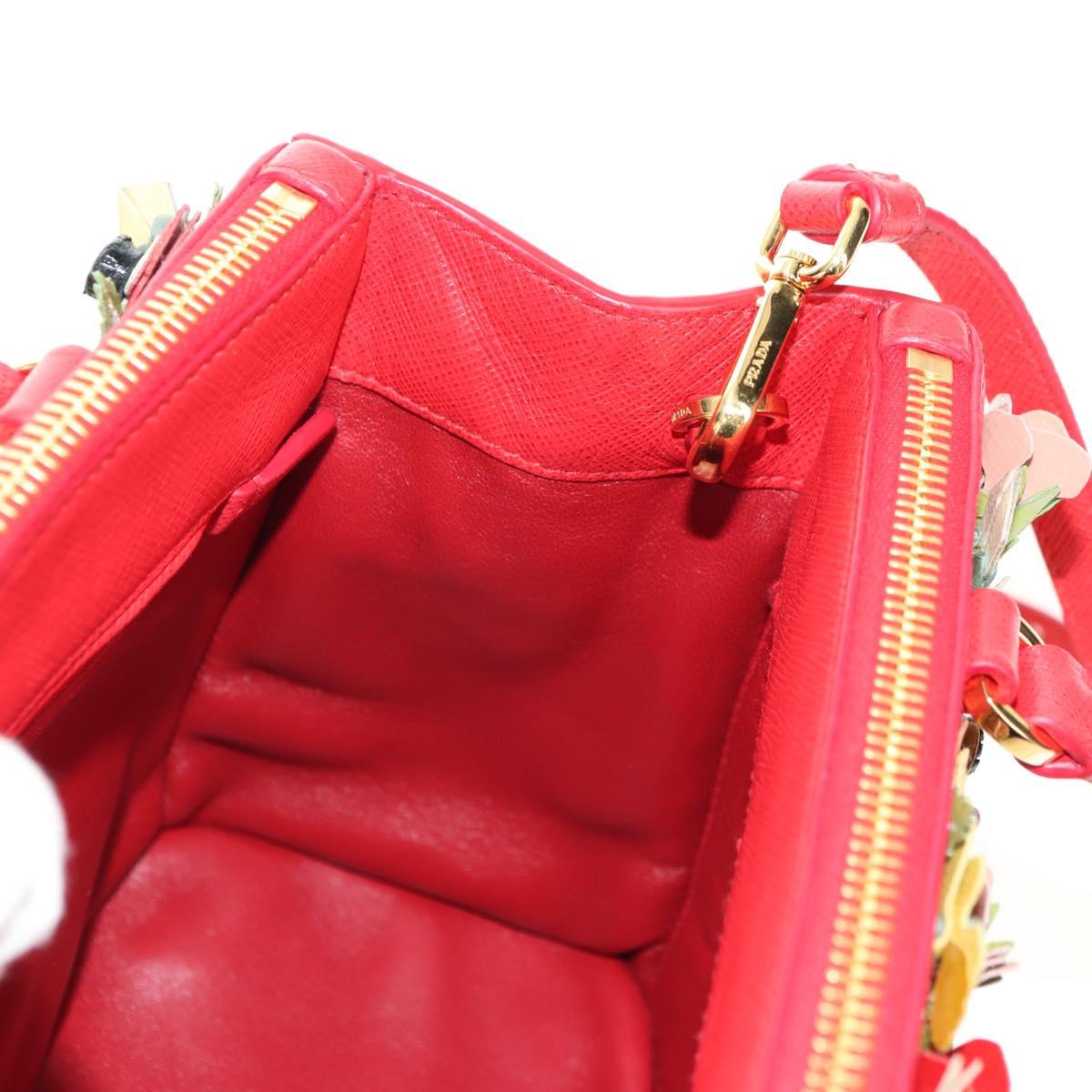 PRADA Galleria Hand Bag Saffiano leather 2way Red Gold Auth 182582SAM