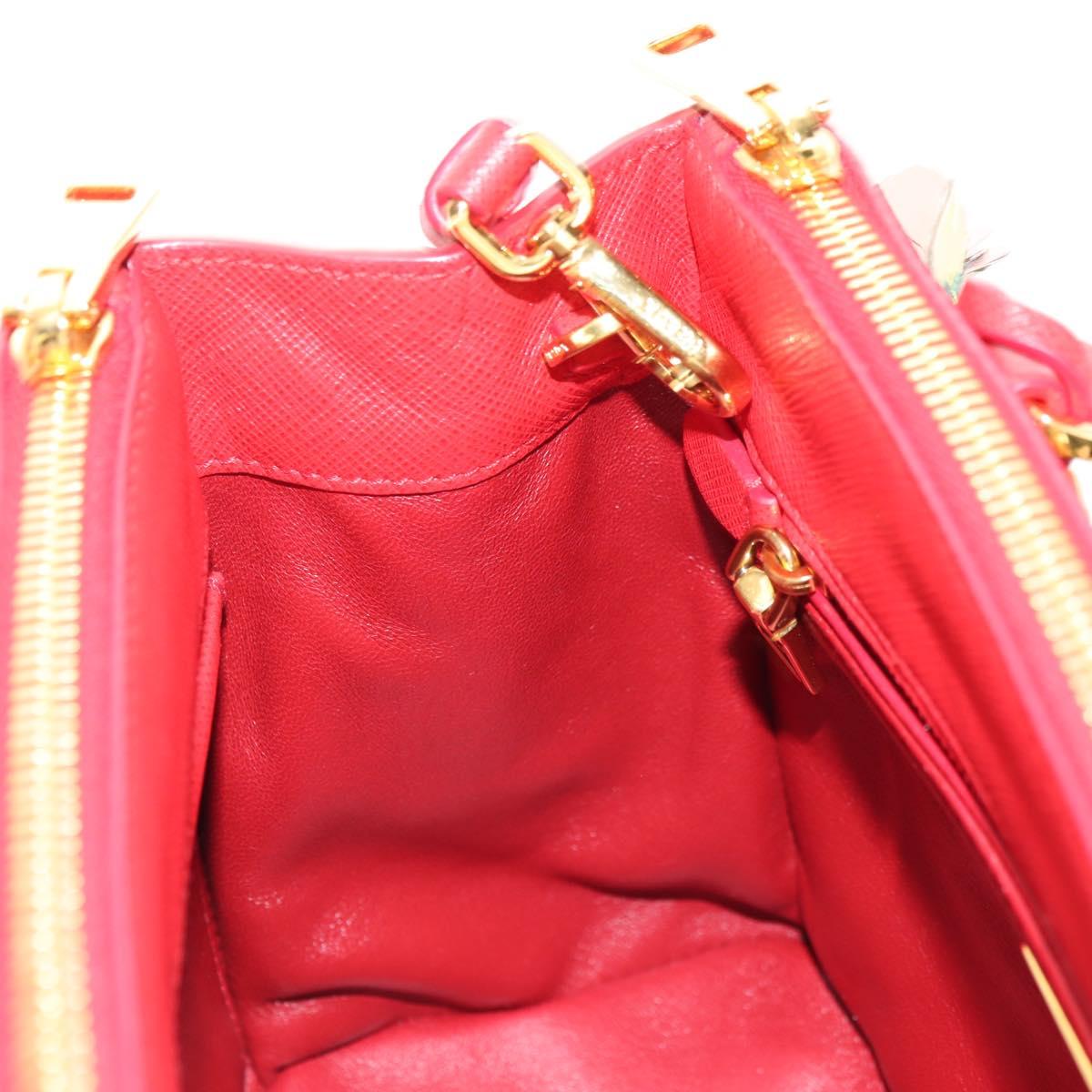 PRADA Galleria Hand Bag Saffiano leather 2way Red Gold Auth 182582SAM