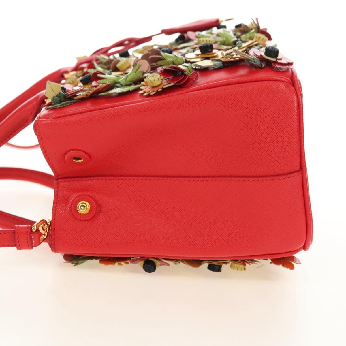 PRADA Galleria Hand Bag Saffiano leather 2way Red Gold Auth 182582SAM