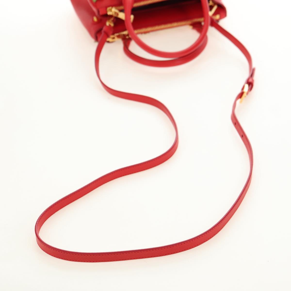 PRADA Galleria Hand Bag Saffiano leather 2way Red Gold Auth 182582SAM