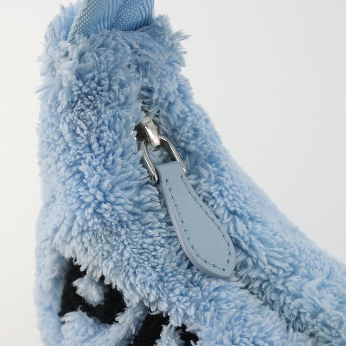 PRADA Hand Pouch Pile Light Blue Silver Auth 182583A