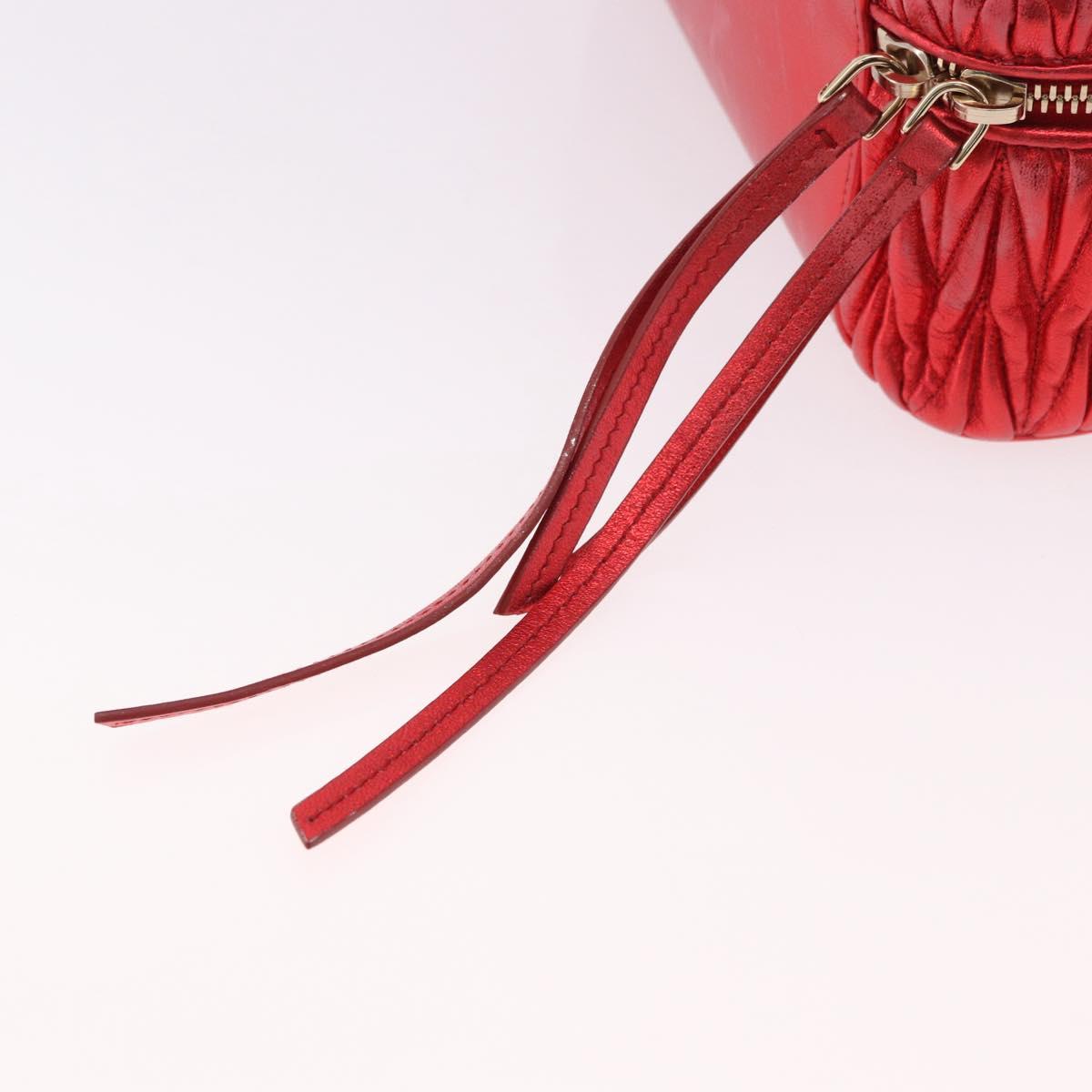 Miu Miu Matelasse Vanity Shoulder Bag Leather 2way Red Gold Auth 182585A