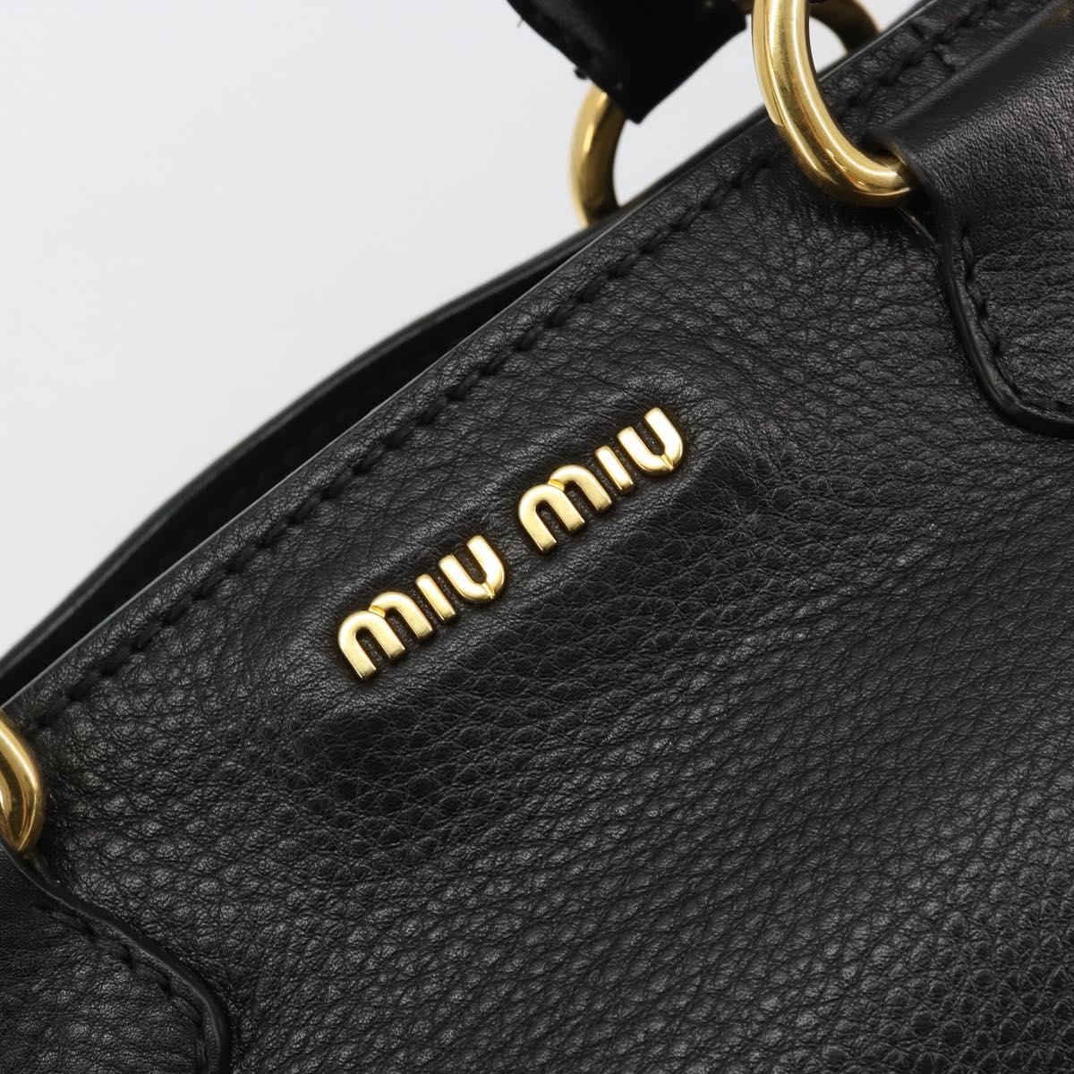Miu Miu Hand Bag Leather 2way Black Gold Auth 182587V