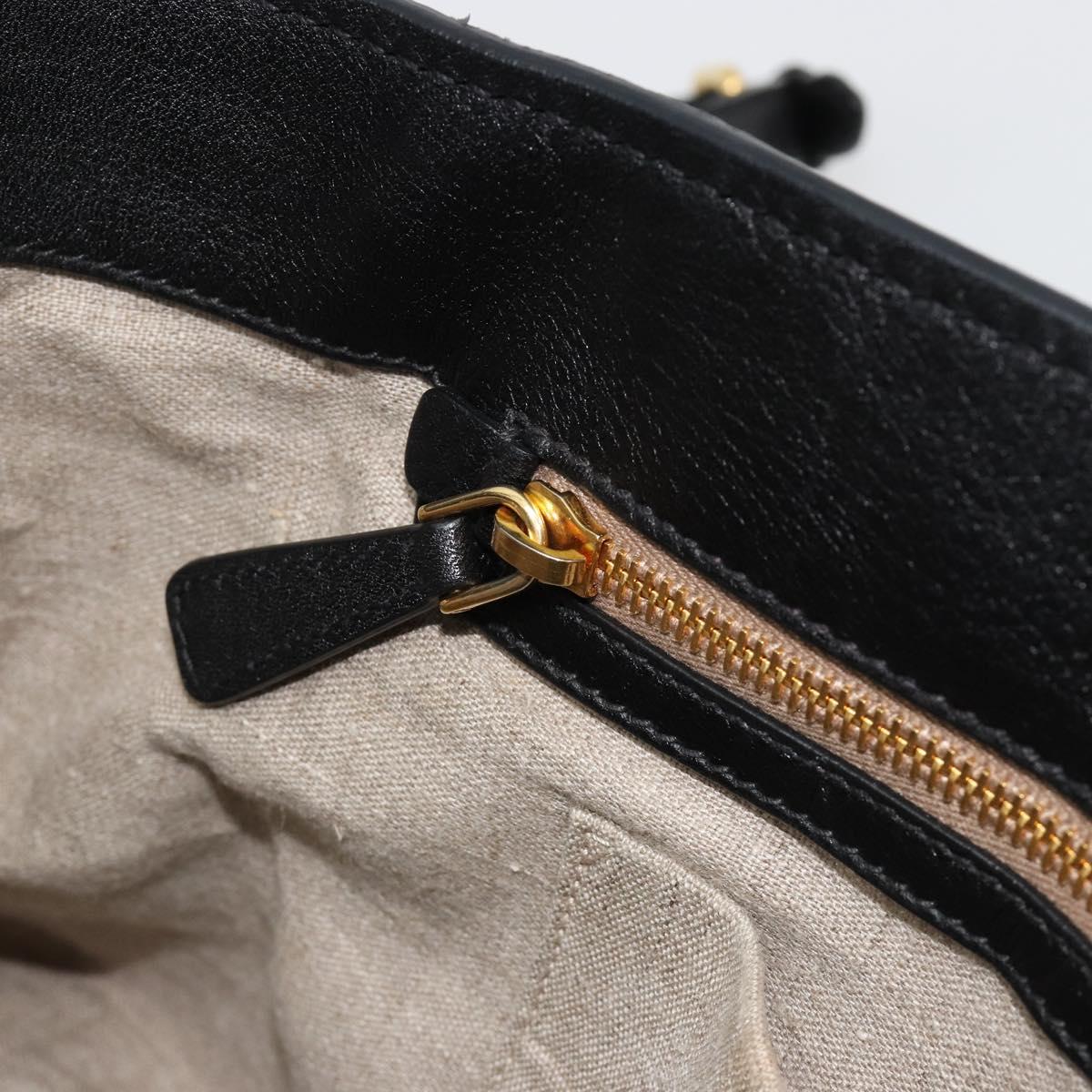 Miu Miu Hand Bag Leather 2way Black Gold Auth 182587V