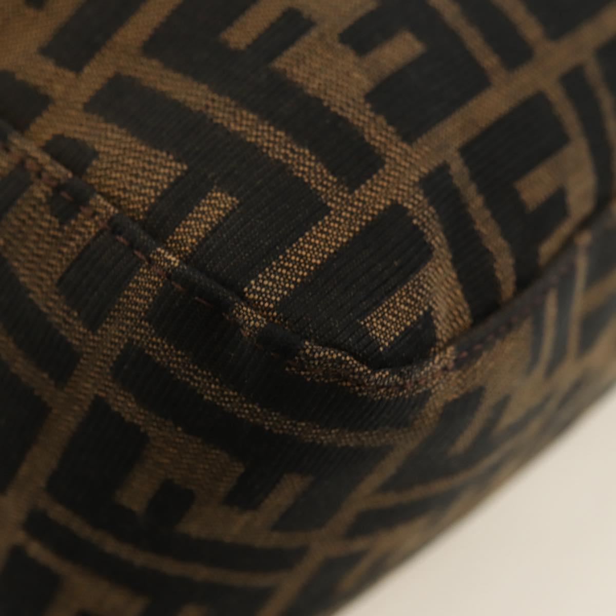 FENDI Zucca Canvas Mamma Baguette Shoulder Bag Black Brown Auth 182589V