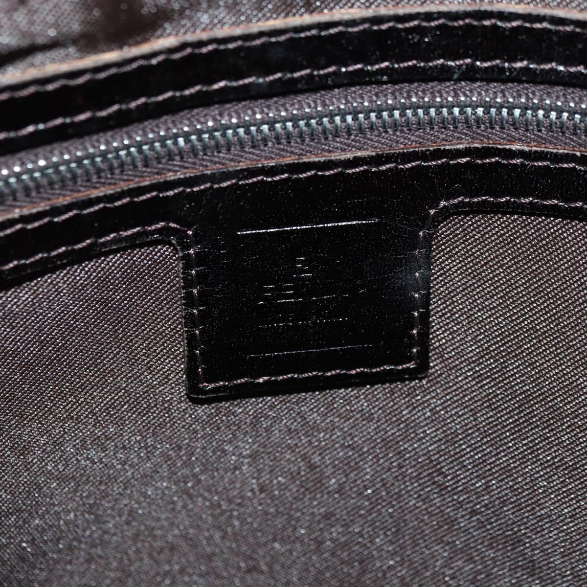 FENDI Zucca Canvas Mamma Baguette Shoulder Bag Black Brown Auth 182589V